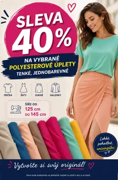 Náhled letáku Prior - Akční Nabídka Oděvních Látek A Bytového Textilu od 07.07.2026 | Strana: 4 | Produkty: Šaty, Sukně, Trička