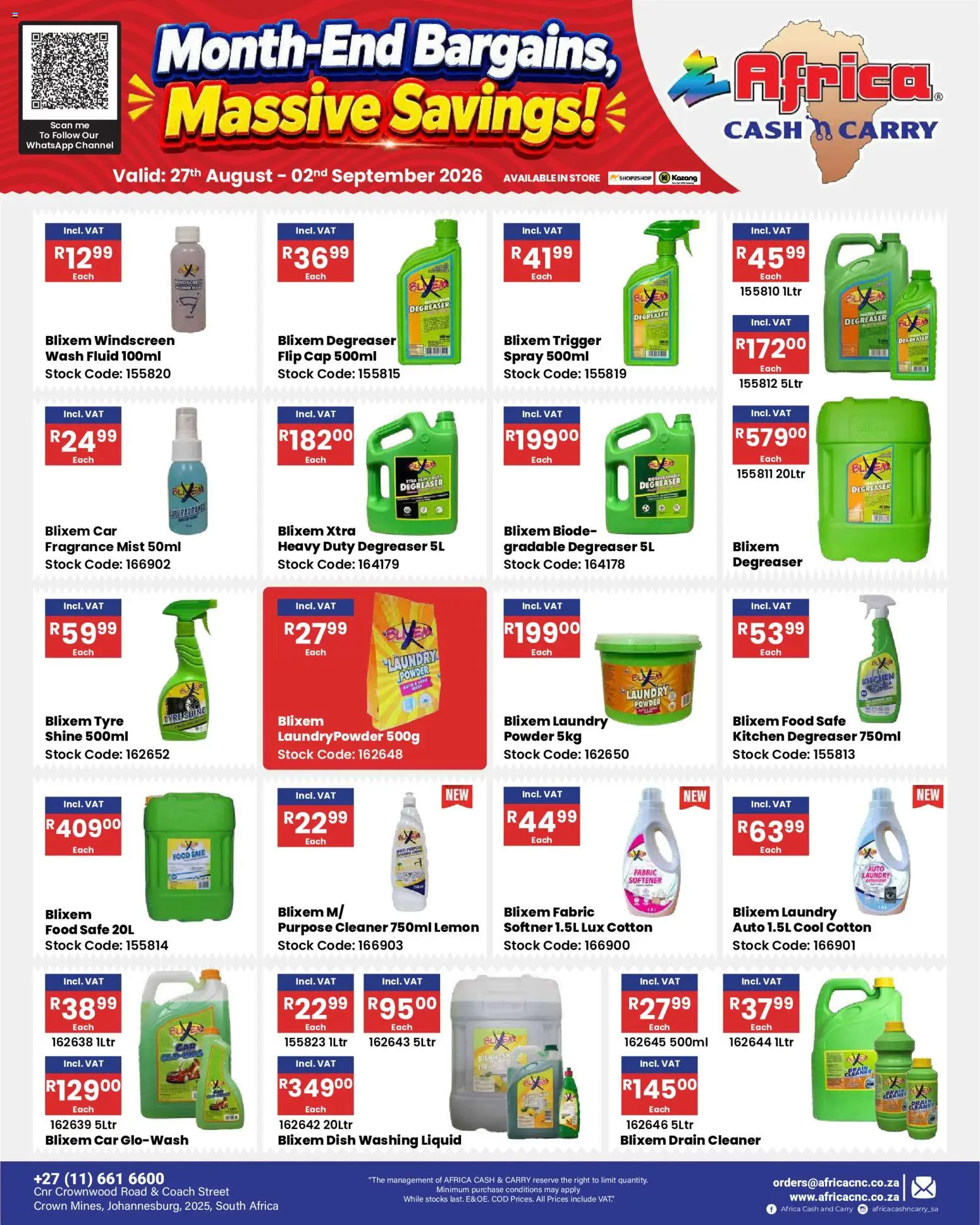 New Africa Cash & Carry catalogue – valid from 27/08/2026 | Page: 55 | Products: Cap, Powder, Degreaser, Lemon