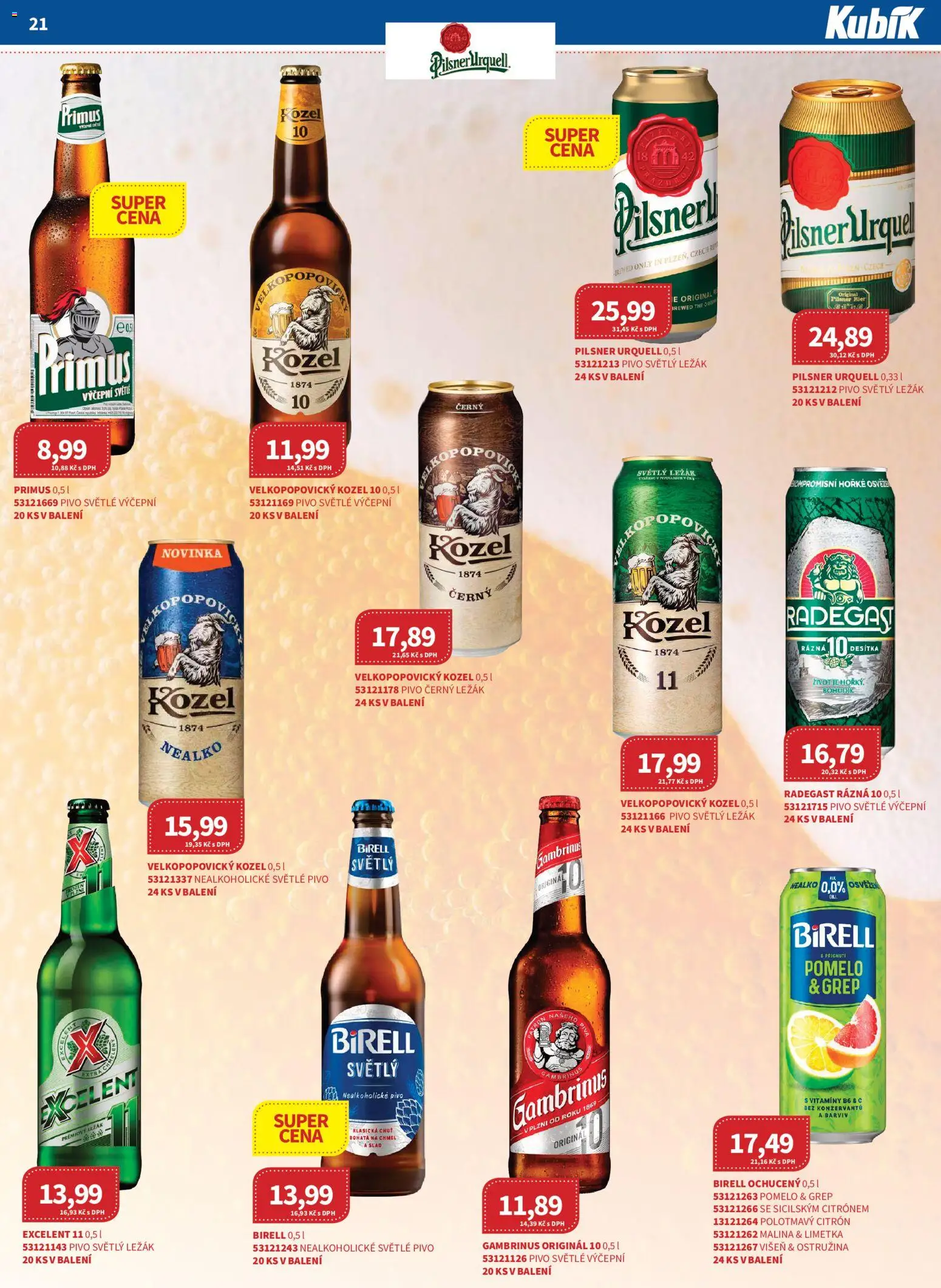 Kubík leták - Velkoobchod 09/2026 od 01.09.2026 | Strana: 21 | Produkty: Excelent 11, Citron, Velkopopovický Kozel 10, Gambrinus