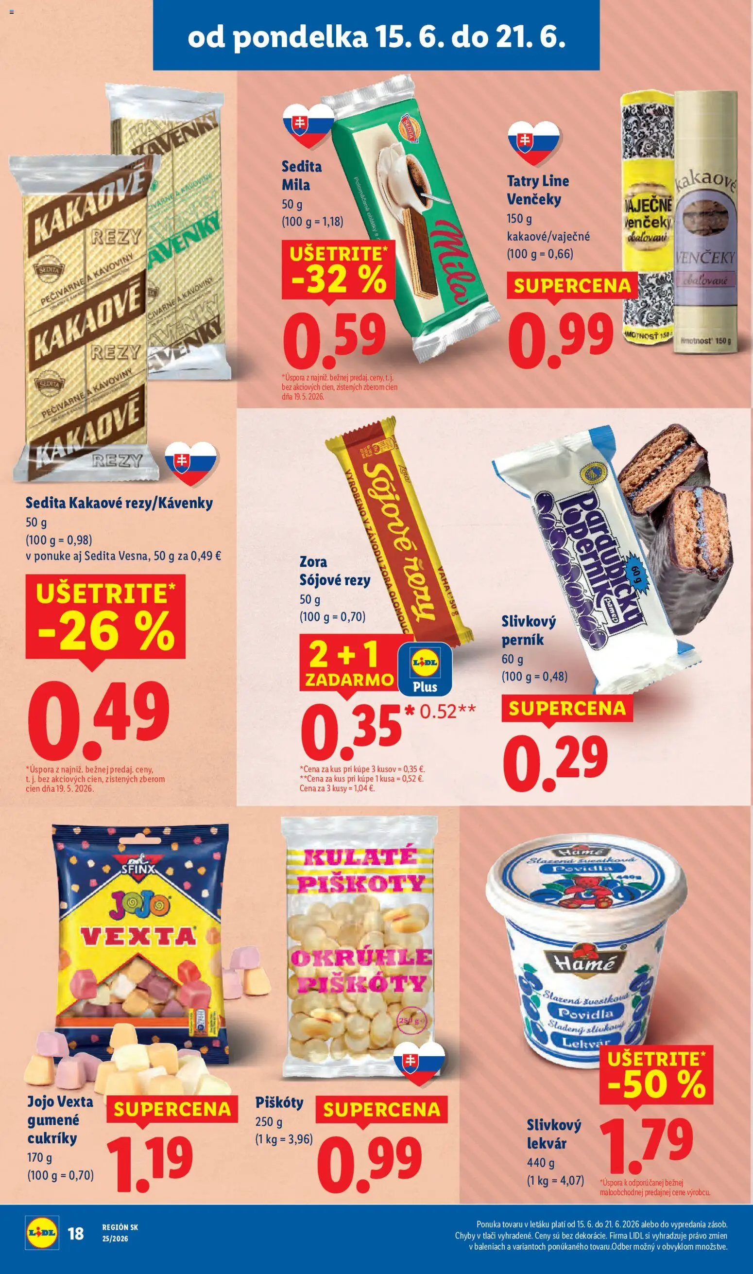 Nové Lidl akcie – leták je platný od 15.06.2026 | Strana: 22 | Produkty: Cukríky, Mila