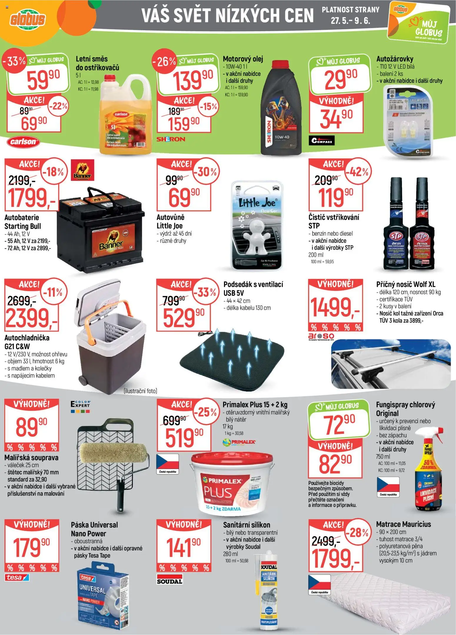 Globus leták - České Budějovice od 27.05.2026 | Strana: 39 | Produkty: Autobaterie, Matrace, Váleček, Kola