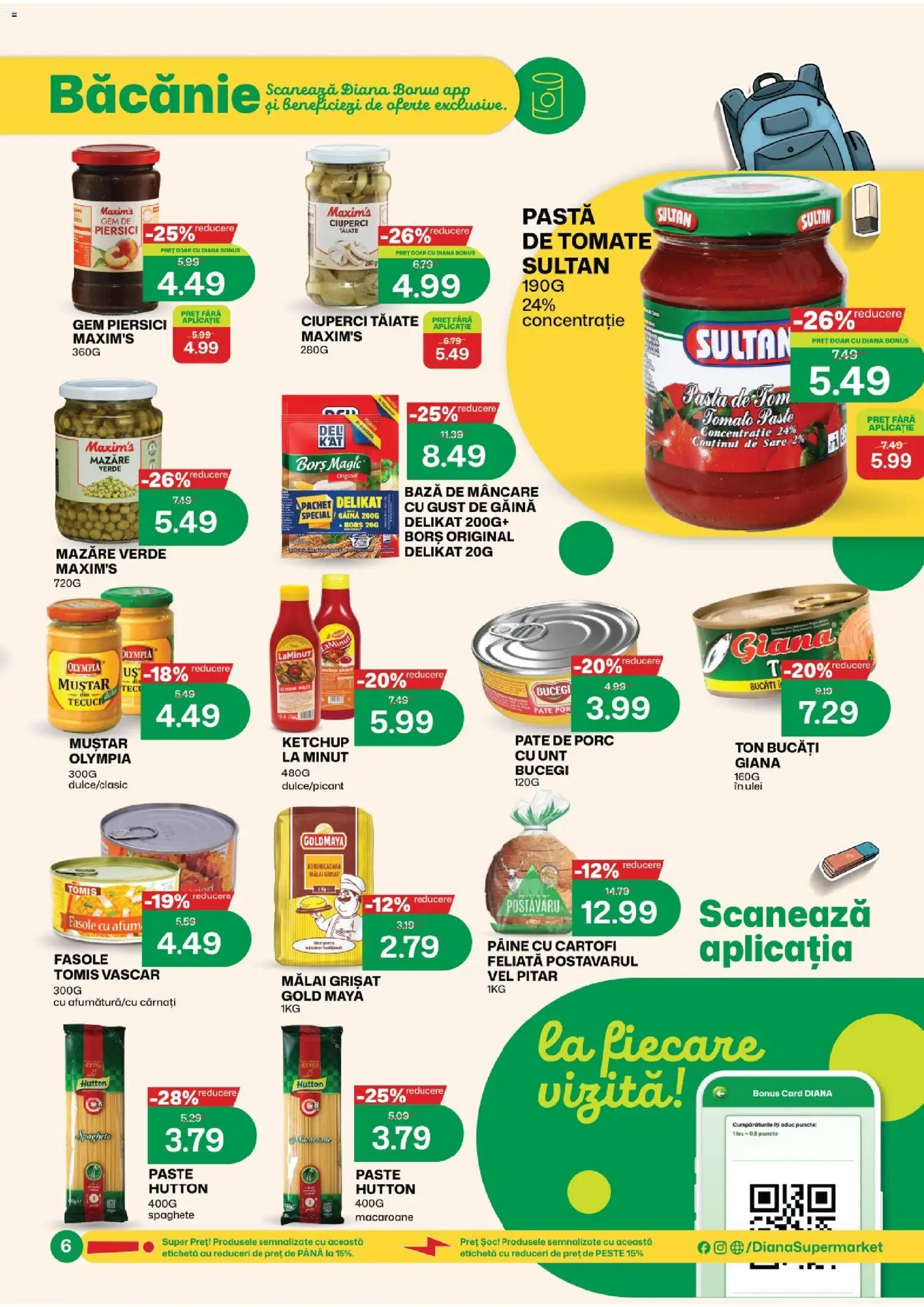 Noul catalog Diana – valabil de la 01.09.2026 | Pagină: 6 | Produse: Unt, Mălai, Paste, Cârnați