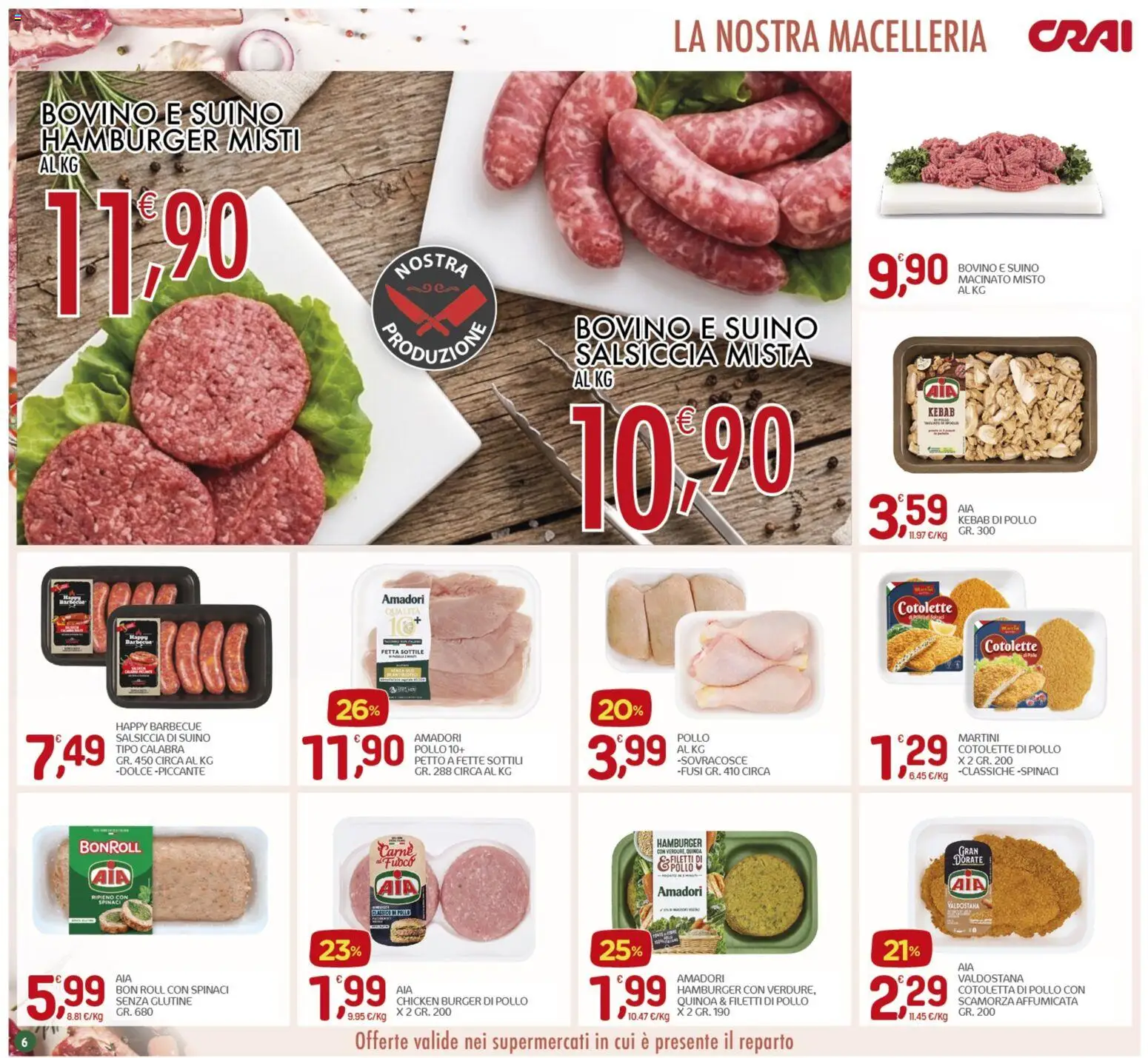Volantino CRAI del 09/07/2026 | Pagina: 6 | Prodotti: Barbecue, Salsiccia, Hamburger, Macinato