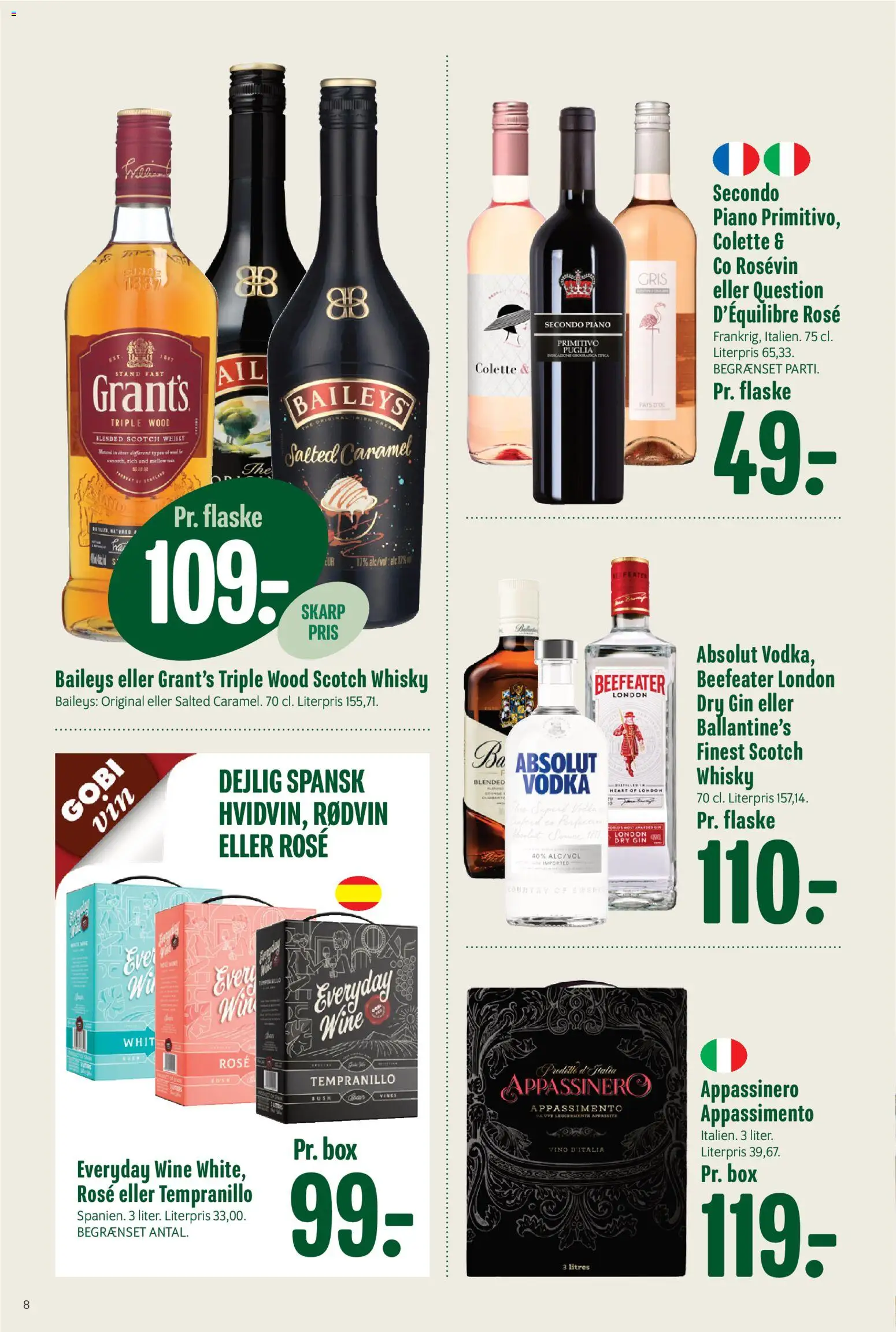 Min Købmand tilbudsavis – gyldig fra 08.05.2026 | Side: 8 | Produkter: Amendoins, Gin, Vodka, Whisky