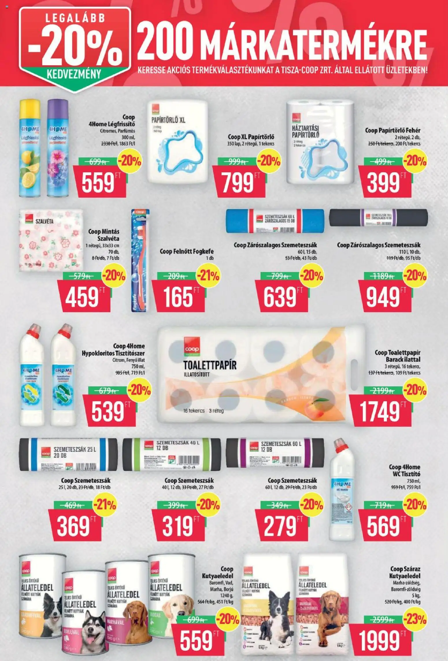 COOP Szolnok akciós ujság - amely érvényes a következő dátumtól: 2026.10.08. | Oldal: 10 | Termékek: Toalettpapír, Tisztító, Kutyaeledel, Állateledel
