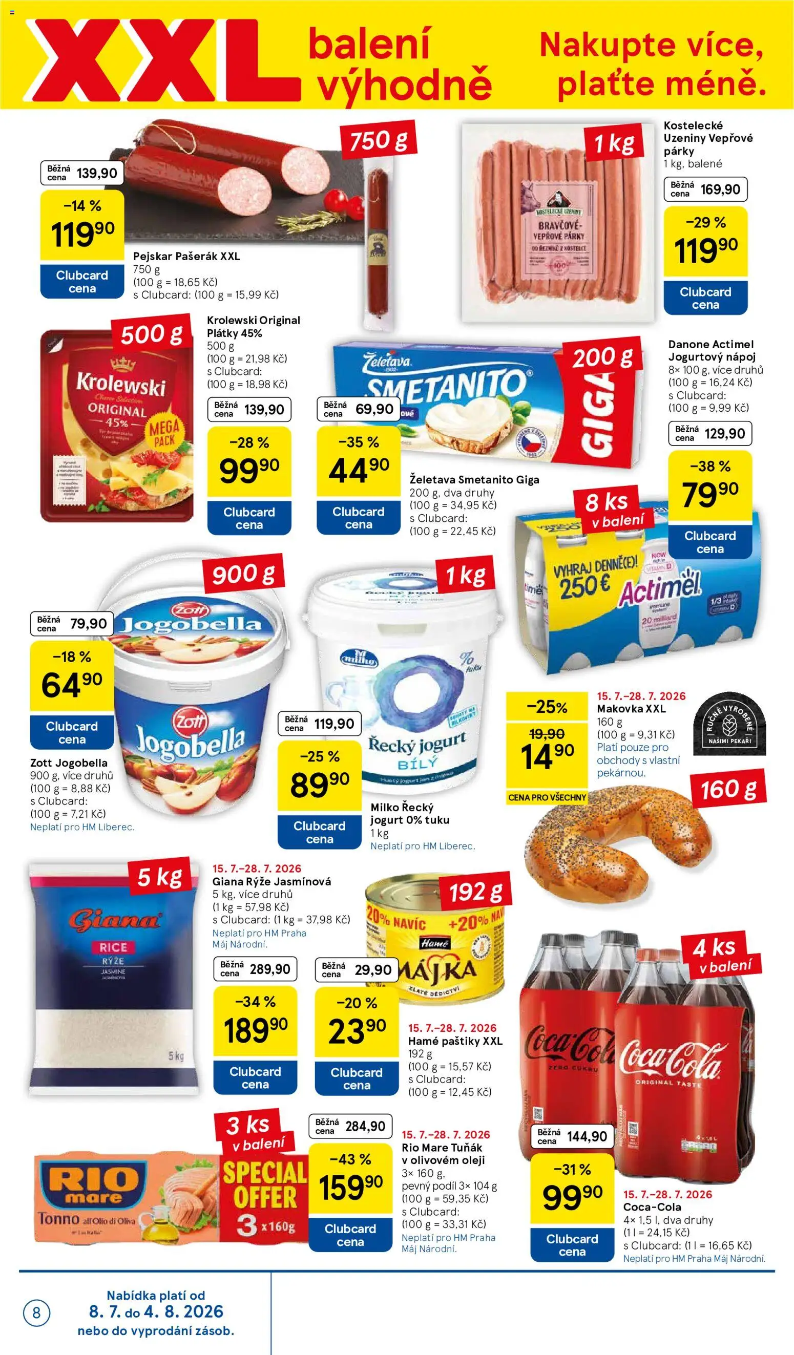 Tesco leták - Hypermarket od 15.07.2026 | Strana: 8 | Produkty: Řecký jogurt, Tuňák, Uzeniny, Actimel