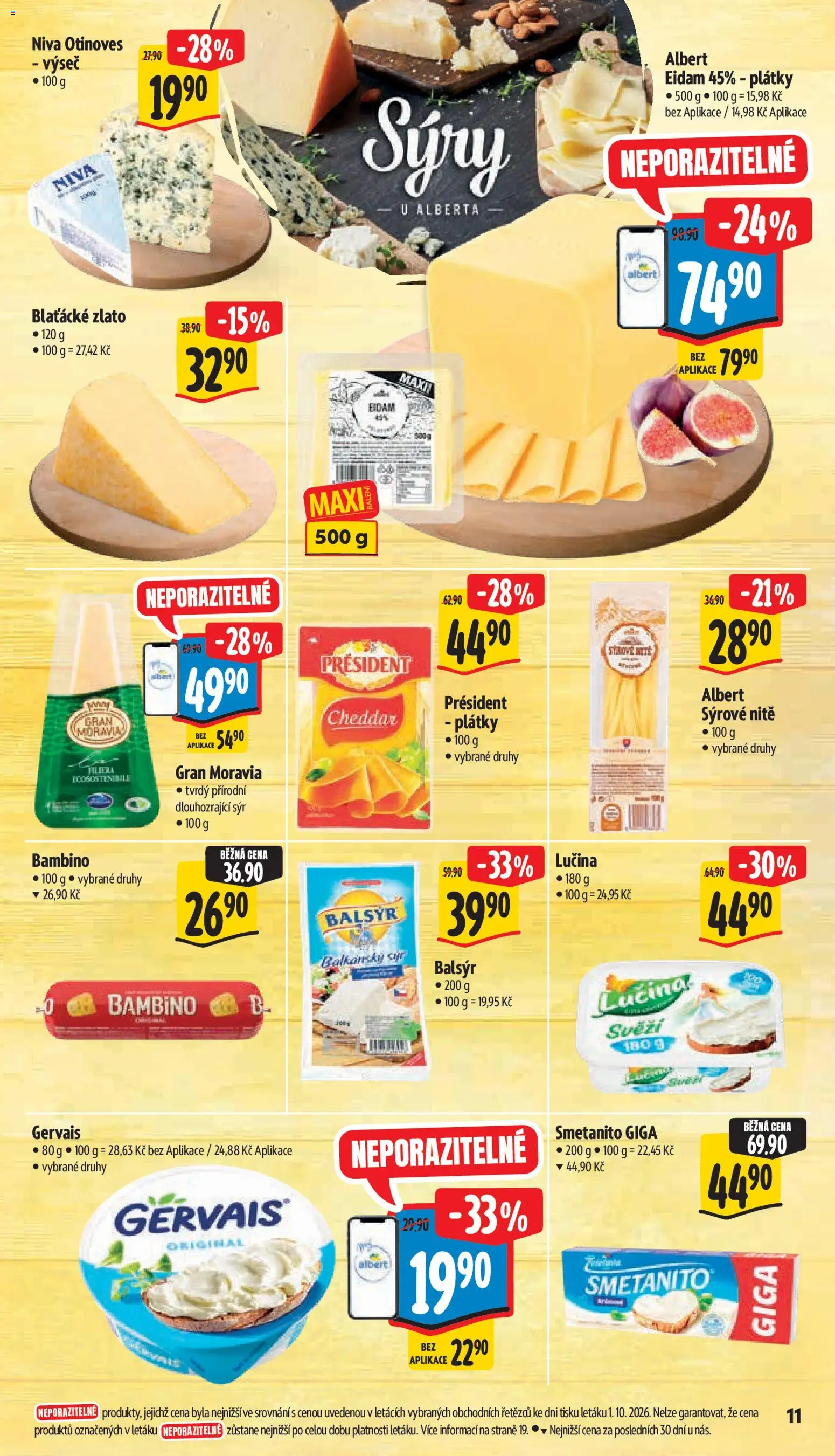 Albert leták - Supermarket Frenštát pod Radhoštěm od 07.10.2026 | Strana: 23 | Produkty: Sýr, Cream cheese, Niva, Cheddar