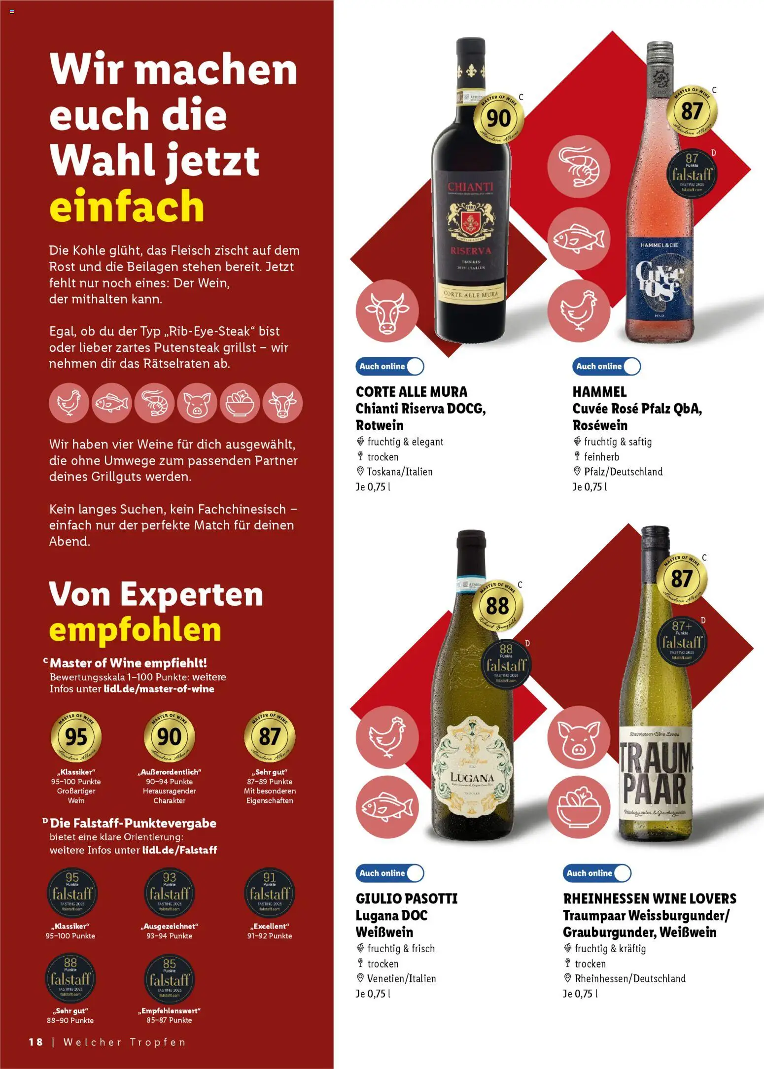 Lidl Prospekt – gültig ab 25.04.2026 | Seite: 18 | Produkte: Weißwein, Rotwein, Wein, Fleisch