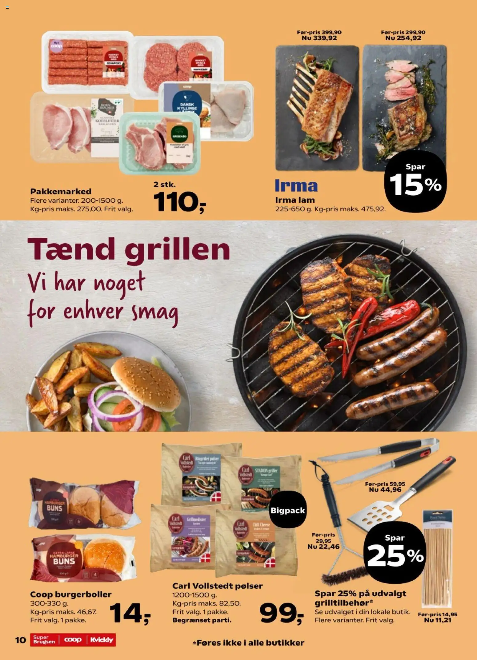Super Brugsen tilbudsavis – gyldig fra 29.05.2026 | Side: 10 | Produkter: Pølser, Koteletter, Burgerboller