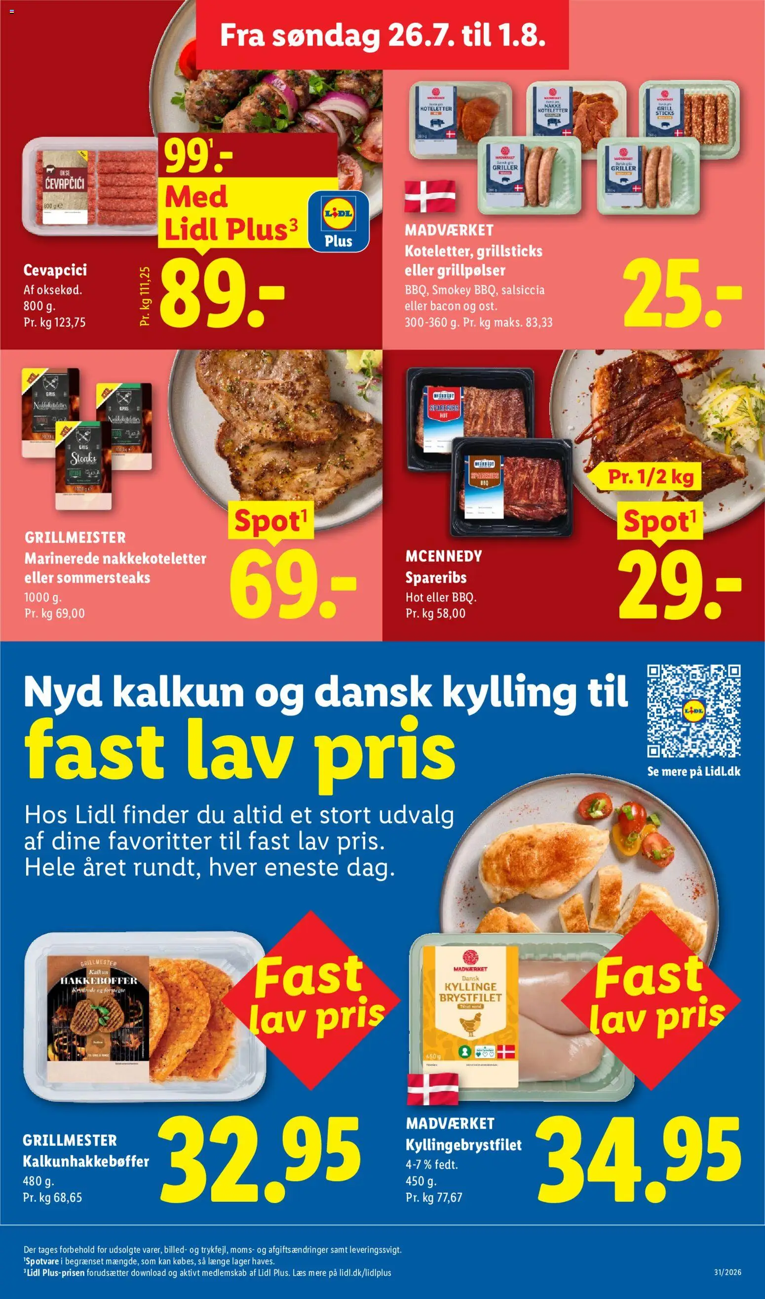 Lidl tilbudsavis – gyldig fra 26/07/2026 | Side: 18 | Produkter: Koteletter, Kalkun, Bacon, Søm