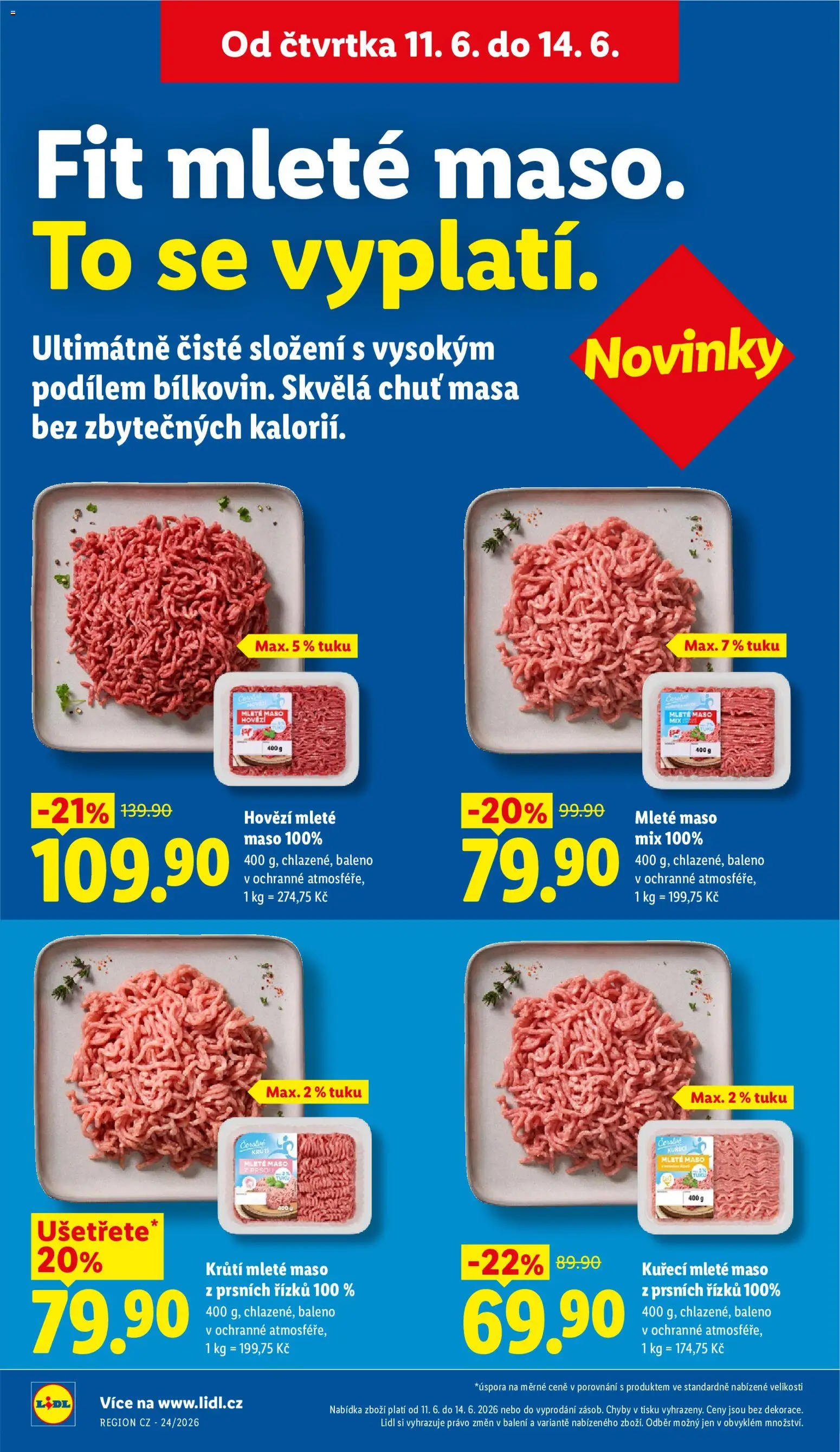 Lidl leták od 11.06.2026 | Strana: 18 | Produkty: Hovězí, Kuřecí mleté maso, Mleté maso mix, Maso