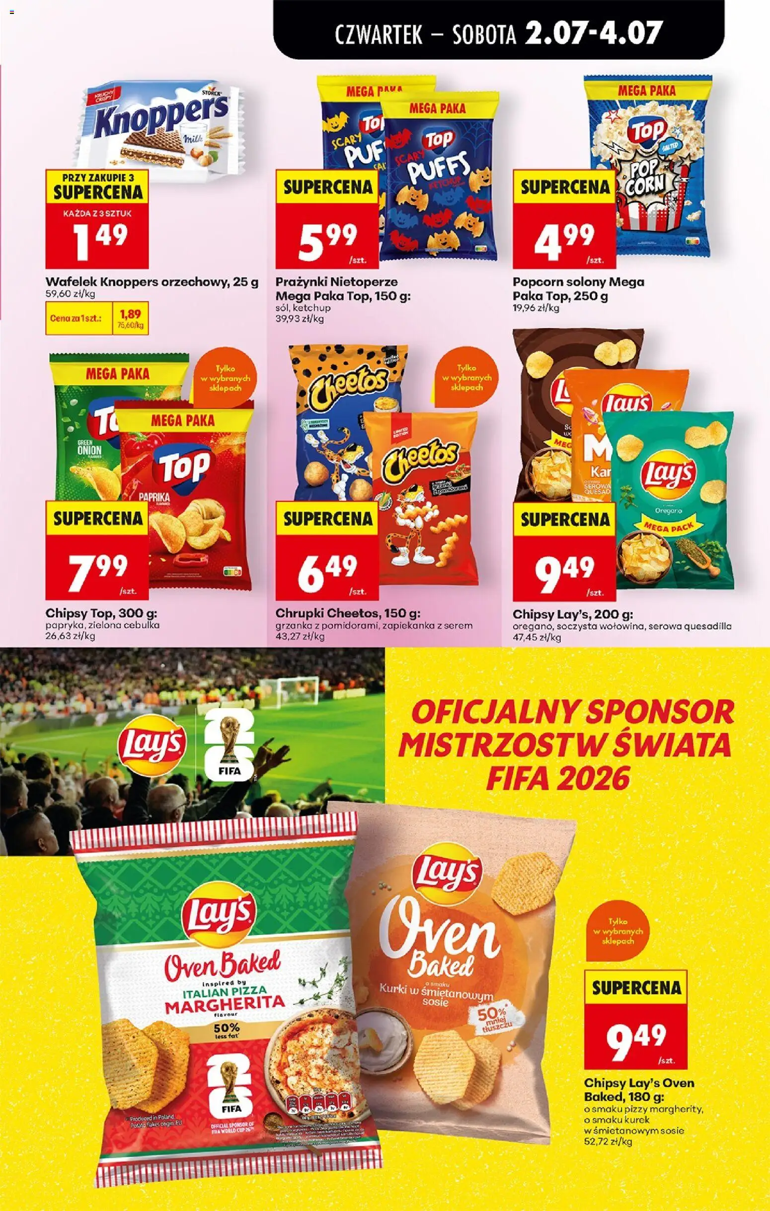 Biedronka gazetka od czwartku od 02.07.2026 | Strona: 53 | Produkty: Knoppers, Top, Chipsy, Popcorn