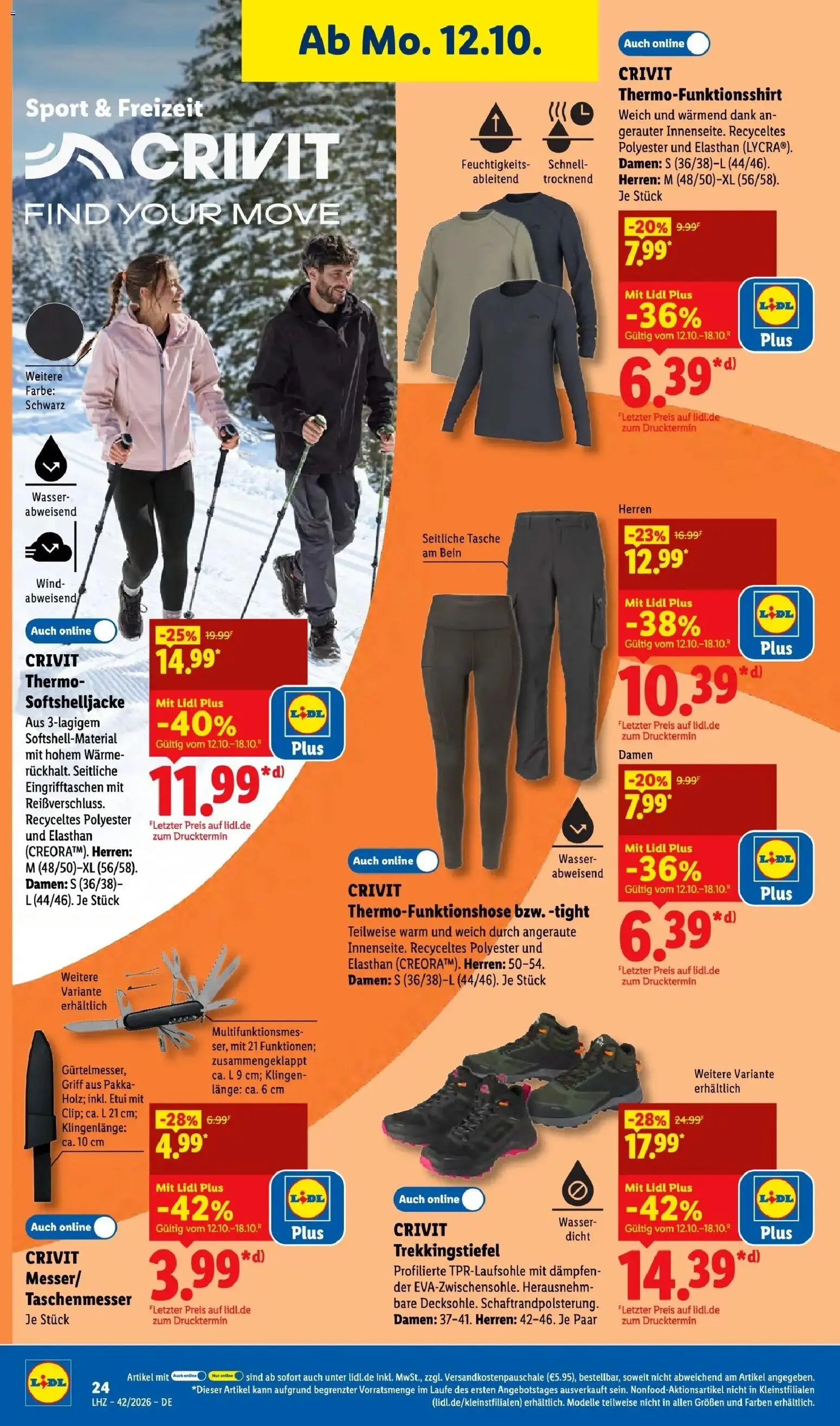 Lidl Prospekt Mühlacker (ab 12.10.2026) zum Blättern » Angebote | Seite: 38 | Produkte: Shirt, Tasche, Wasser