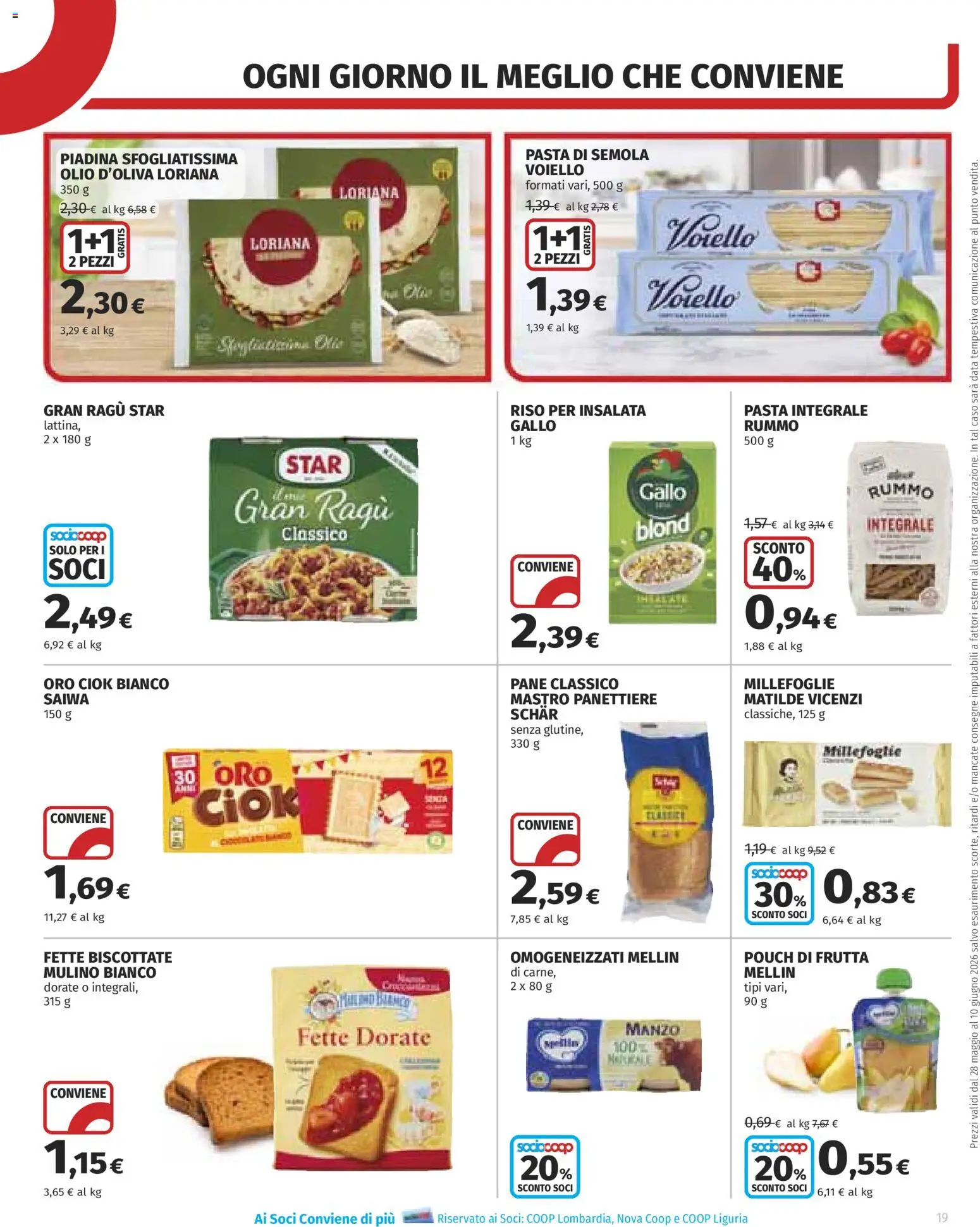 Volantino COOP del 28.05.2026 | Pagina: 19 | Prodotti: Insalata, Pasta, Ragú, Fette biscottate