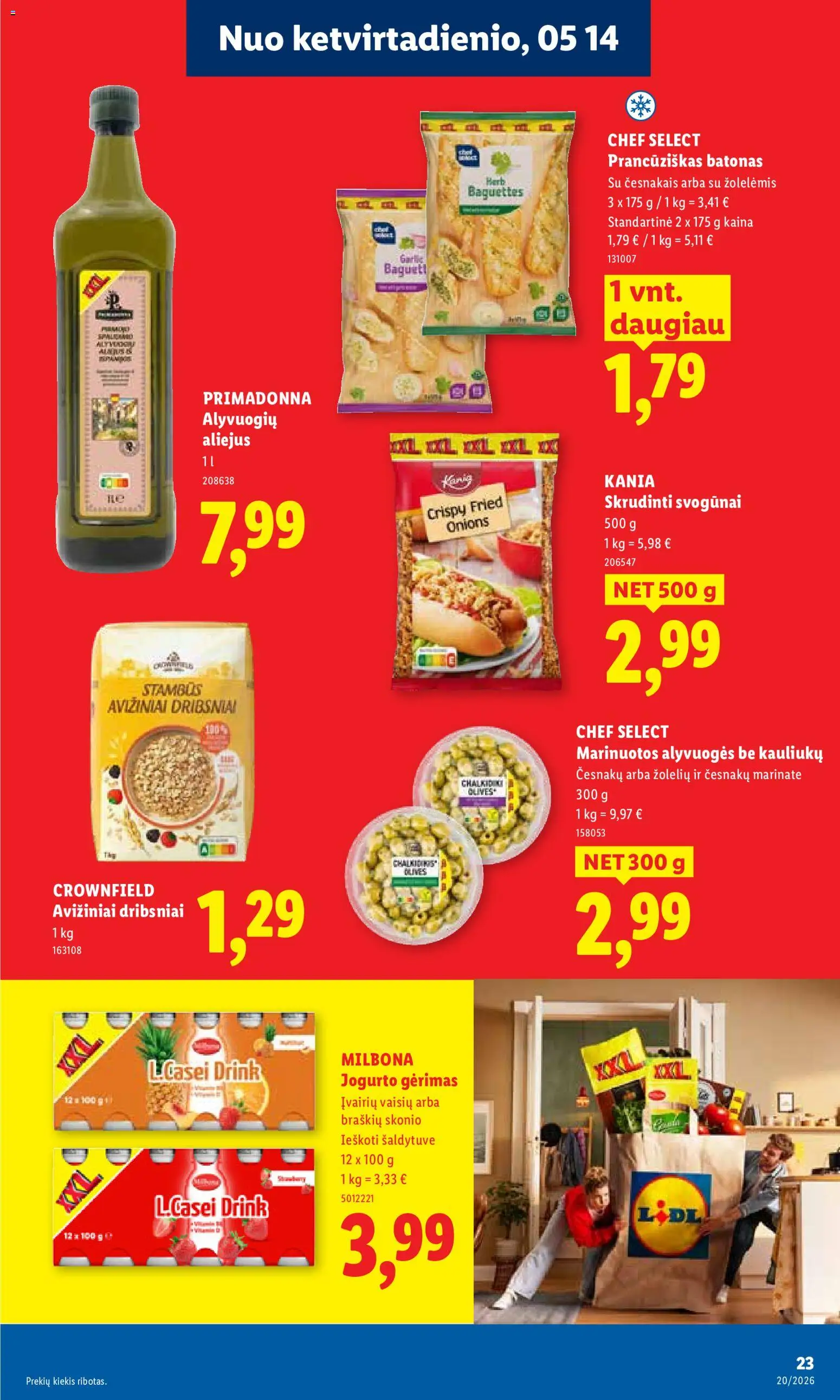 LIDL akcijos nuo 11.05.2026 | Puslapis: 23 | Prekių: Batonas, Svogūnai, Aliejus, Jogurto gėrimas