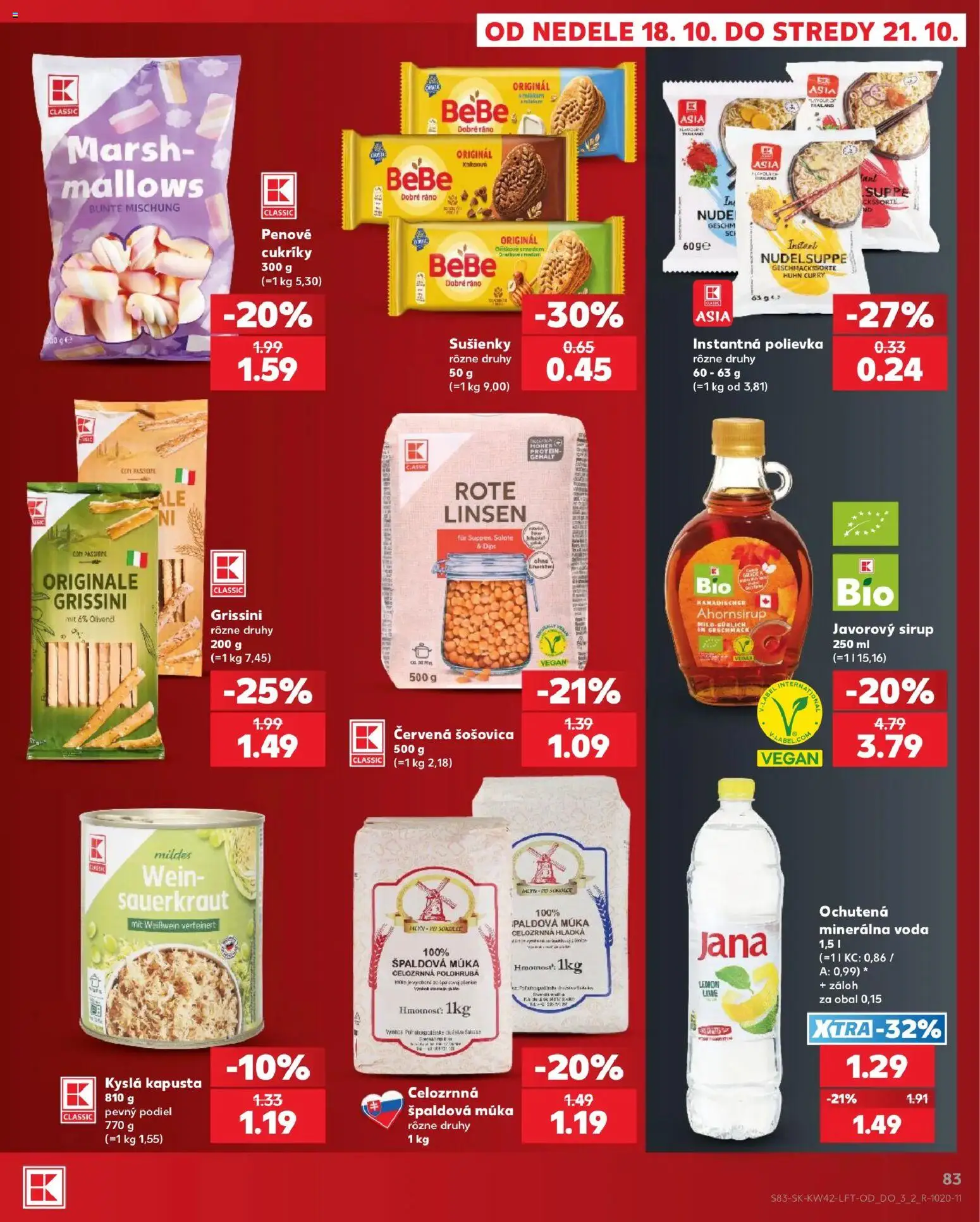 Nové Kaufland akcie – leták je platný od 15.10.2026 | Strana: 83 | Produkty: Šošovica, Múka, Voda, Kyslá kapusta