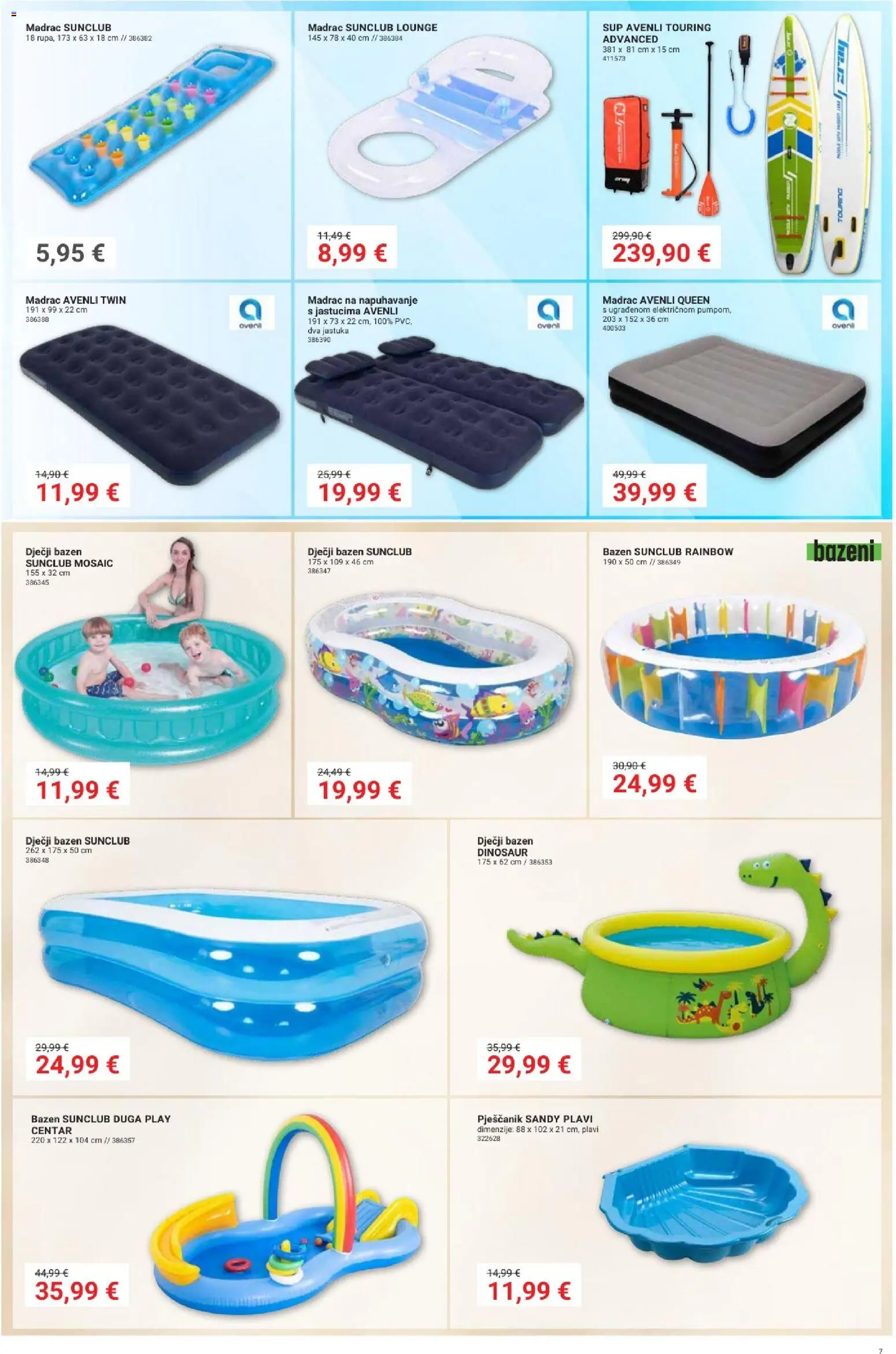 Pevex katalog | vrijedi od 28.05.2026 | Stranica: 7 | Proizvodi: Madrac, Bazen