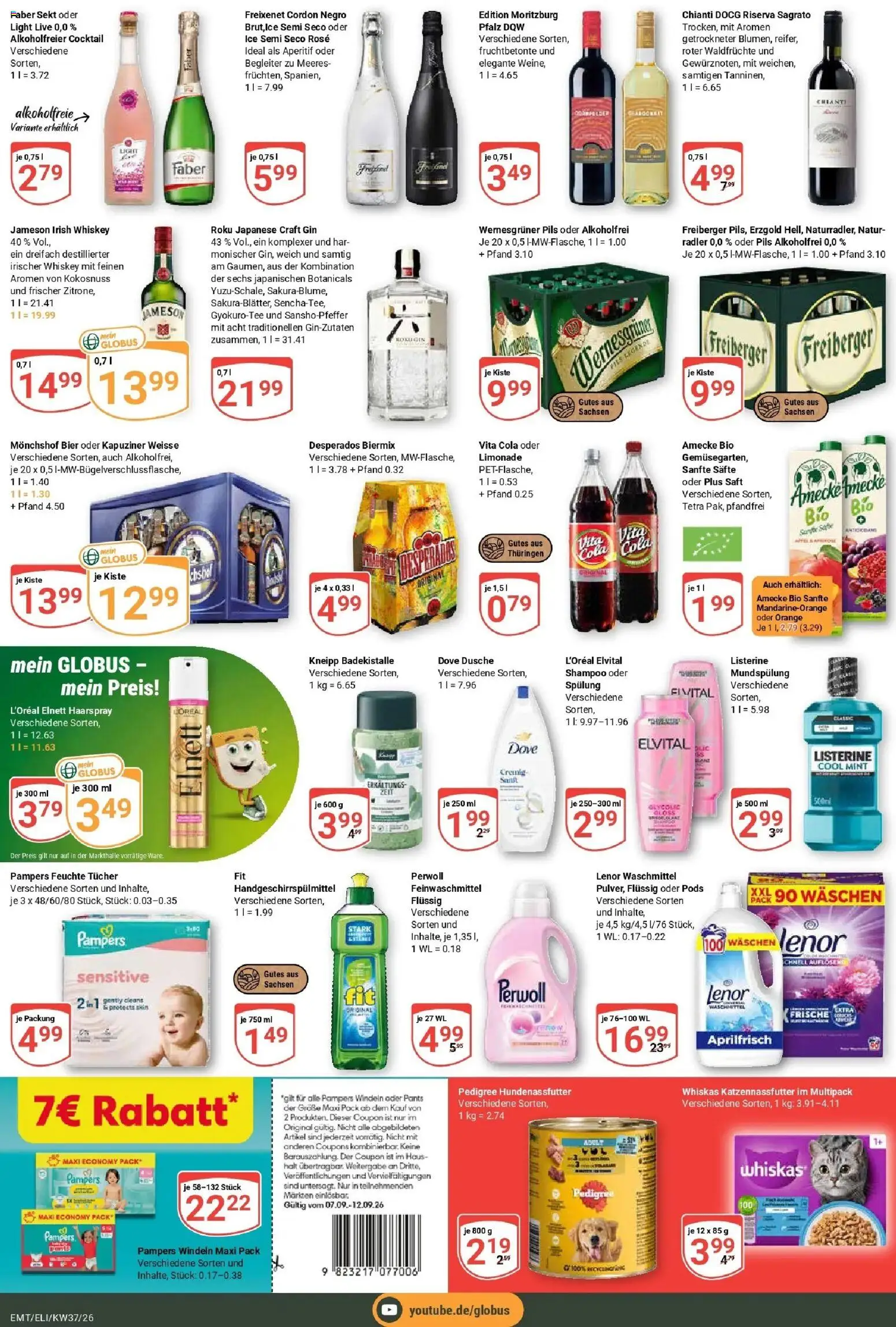 Globus Prospekt Mittelhausen (ab 07.09.2026) » Angebote online | Seite: 7 | Produkte: Pils, Desperados, Pedigree, Saft