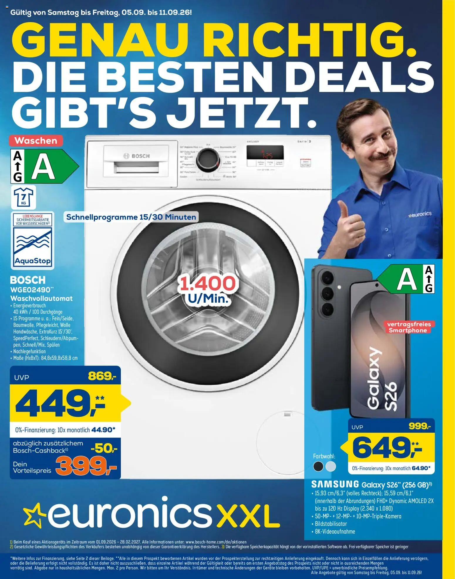 Euronics  Aktueller Prospekt – gültig ab 05.09.2026 | Seite: 1 | Produkte: Bosch, Samsung, Smartphone