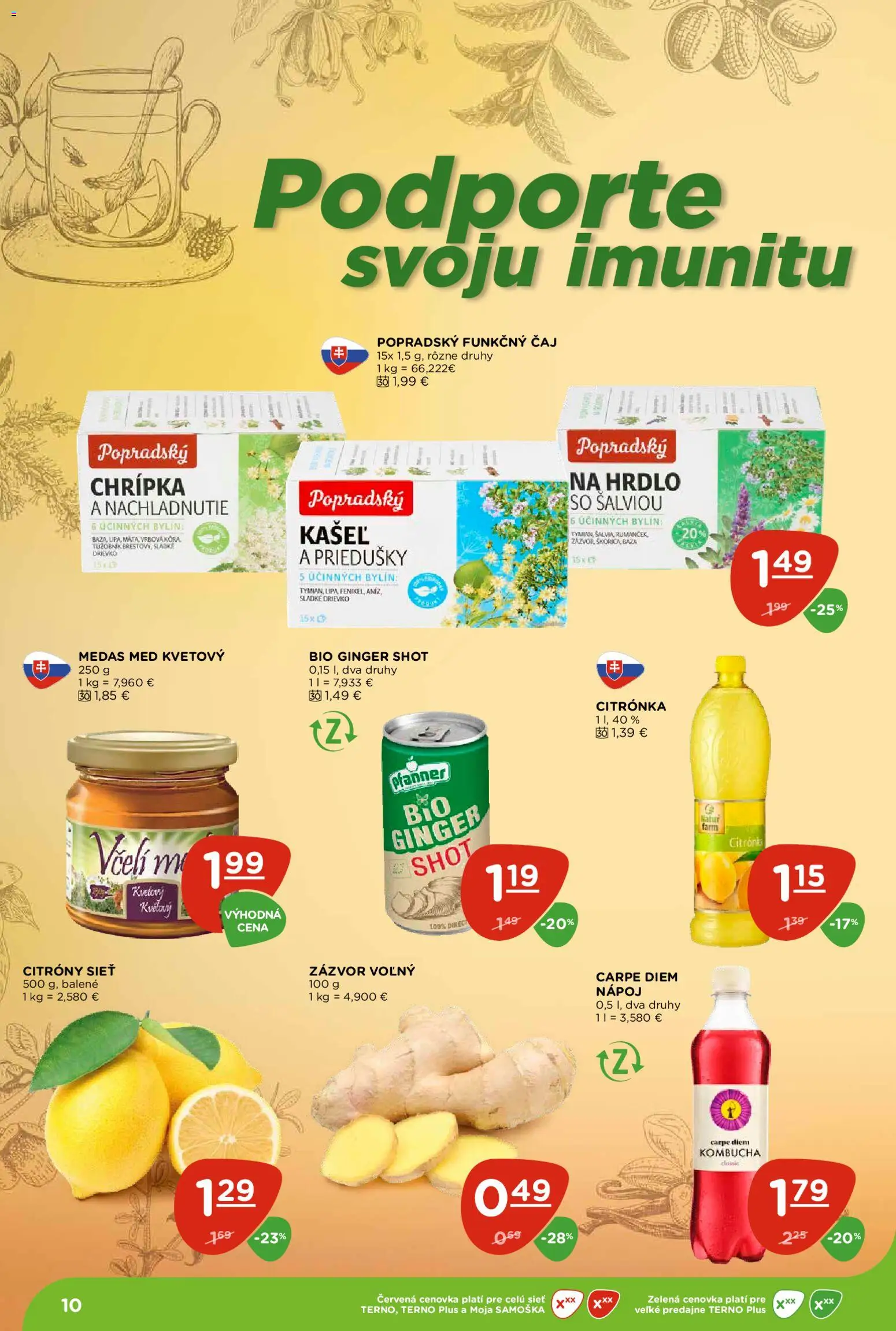 Nové Terno akcie – leták je platný od 15.10.2026 | Strana: 10 | Produkty: Zázvor, Čaj, Citróny, Med