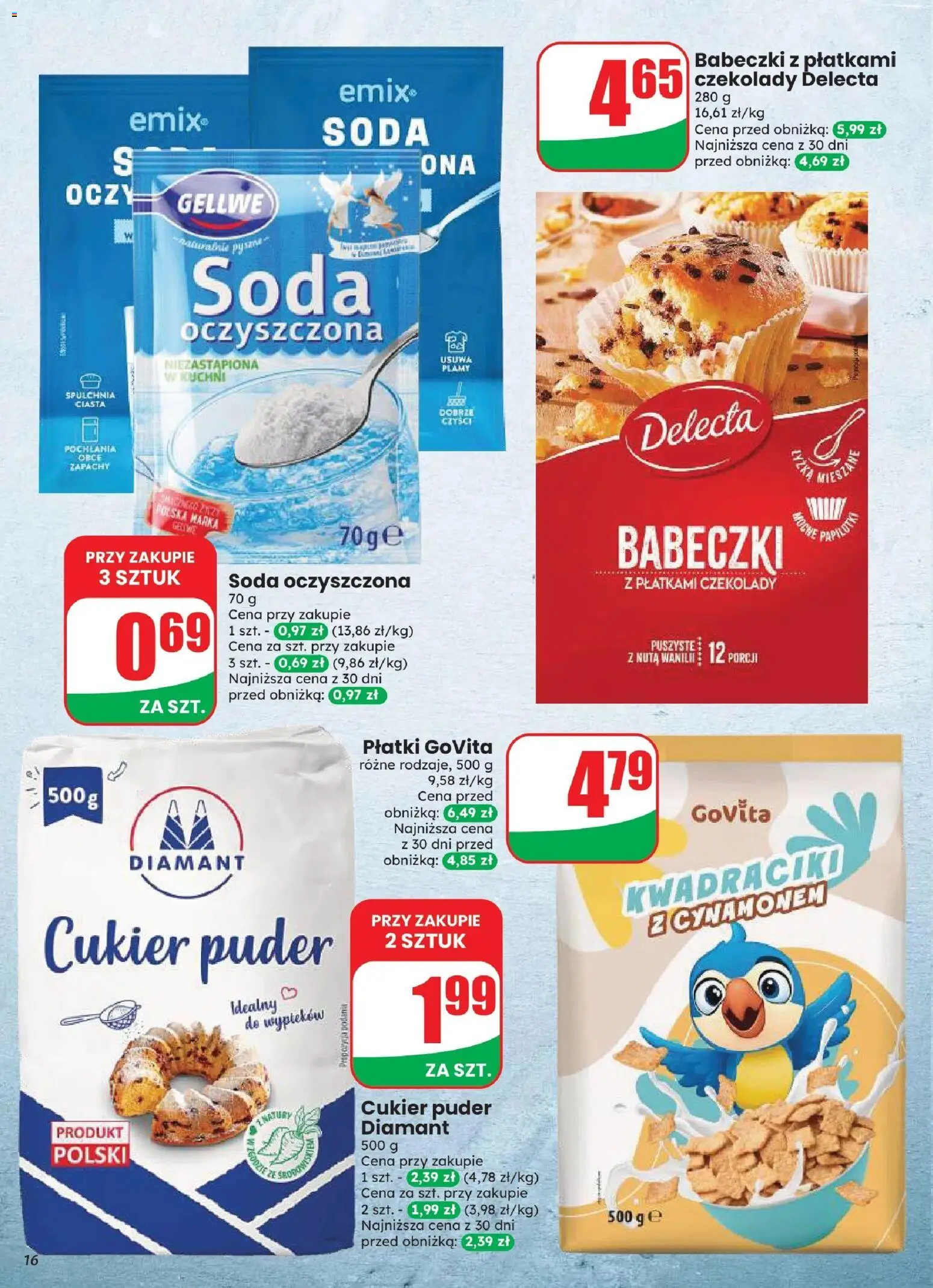 Dino gazetka od 12.08.2026 | Strona: 16 | Produkty: Babeczki, Puder, Płatki, Cukier