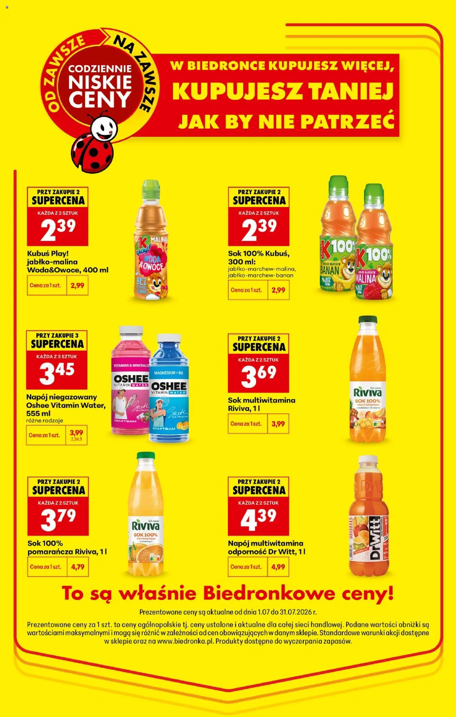 Biedronka gazetka - Niższe ceny regularne od 02.07.2026 | Strona: 7 | Produkty: Malina, Sok, Banan, Woda
