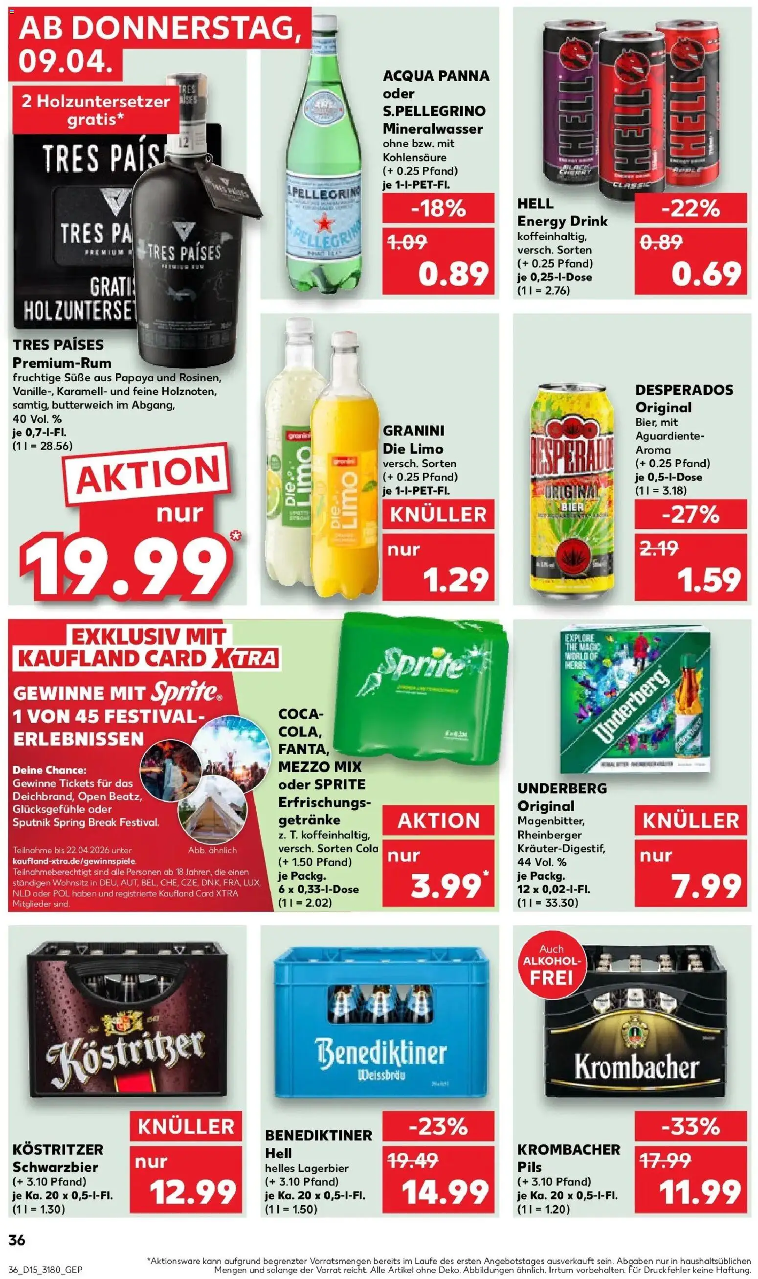 Kaufland Prospekt Zeitz	 – gültig ab 08.04.2026 | Seite: 36 | Produkte: Sprite, Kostritzer, Pils, Underberg
