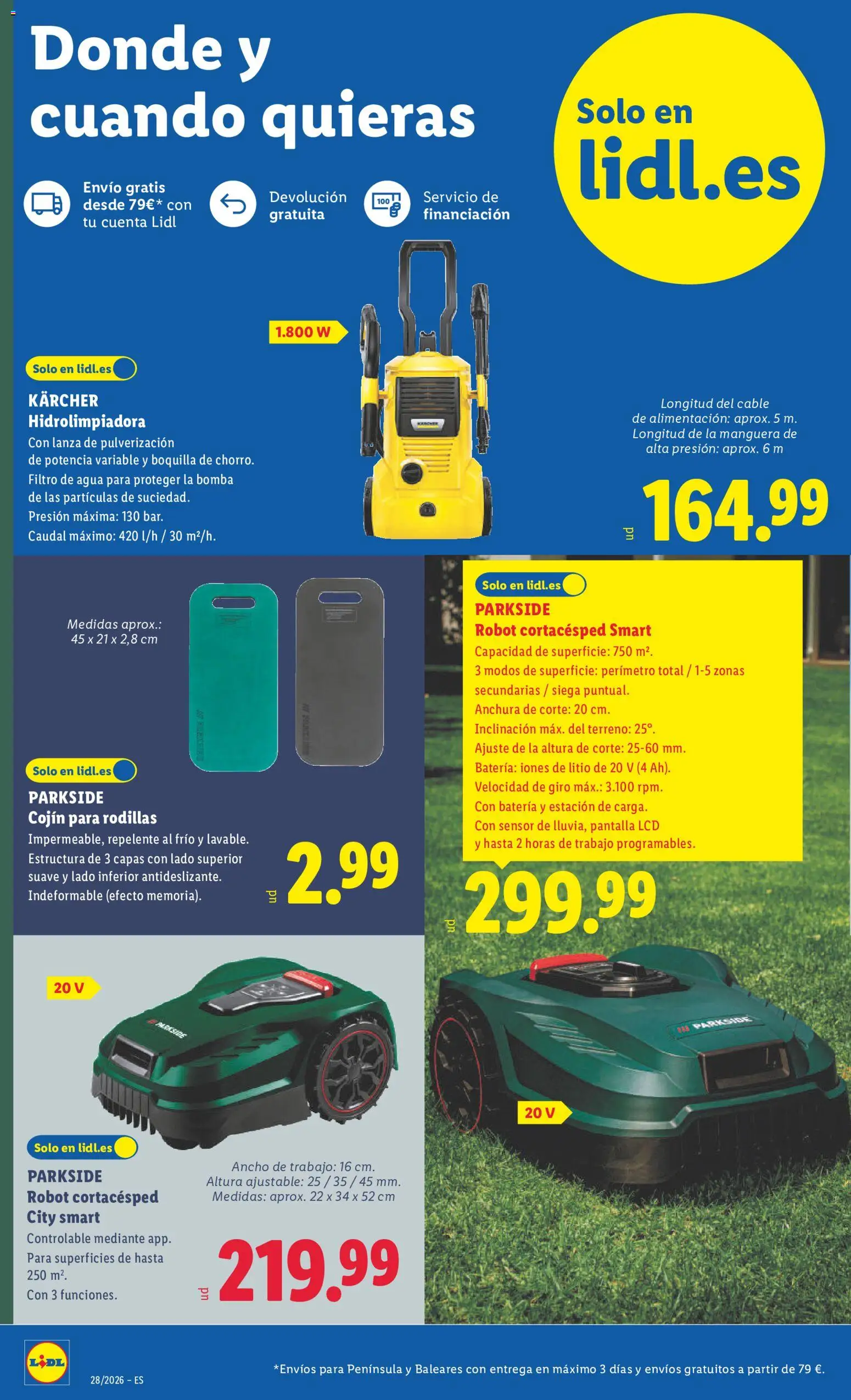 Lidl folleto de bazar │ válido desde el 06/07/2026 | Página: 4 | Productos: Hidrolimpiadora, Manguera, Robot, Cojín