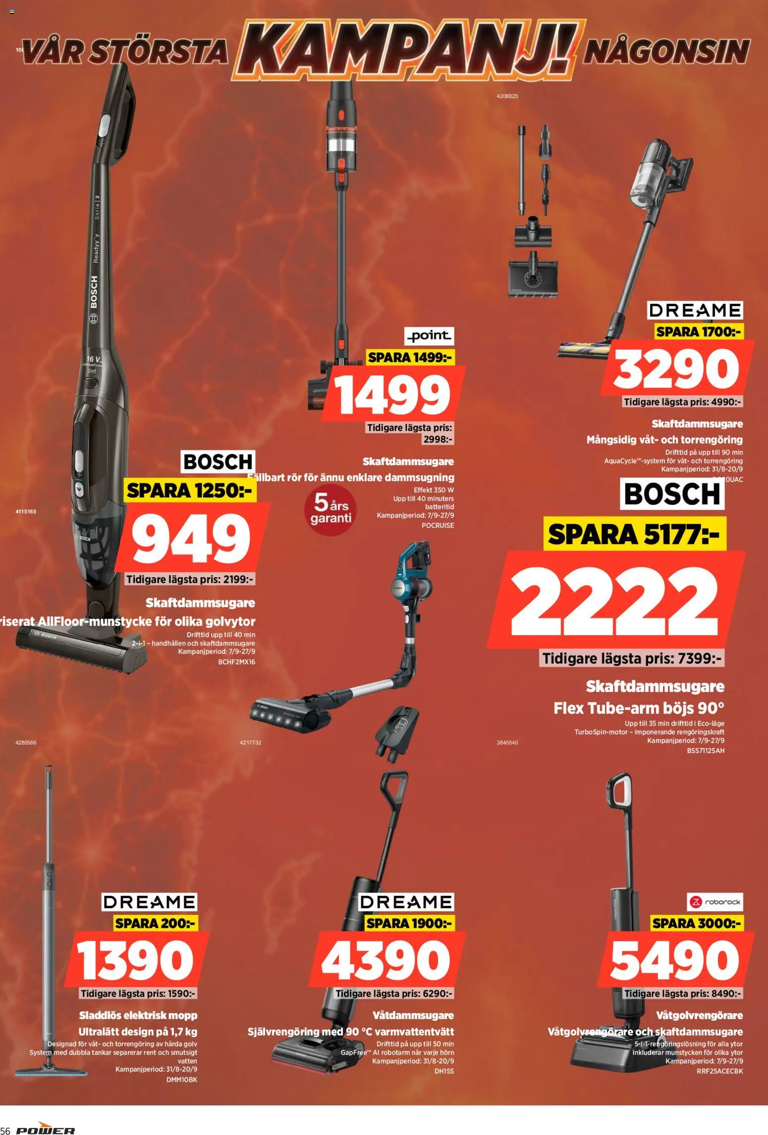 Power reklamblad aktuell från 07/09/2026 | Sida: 56 | Produkter: Mopp, Vatten, Skaftdammsugare, Rör