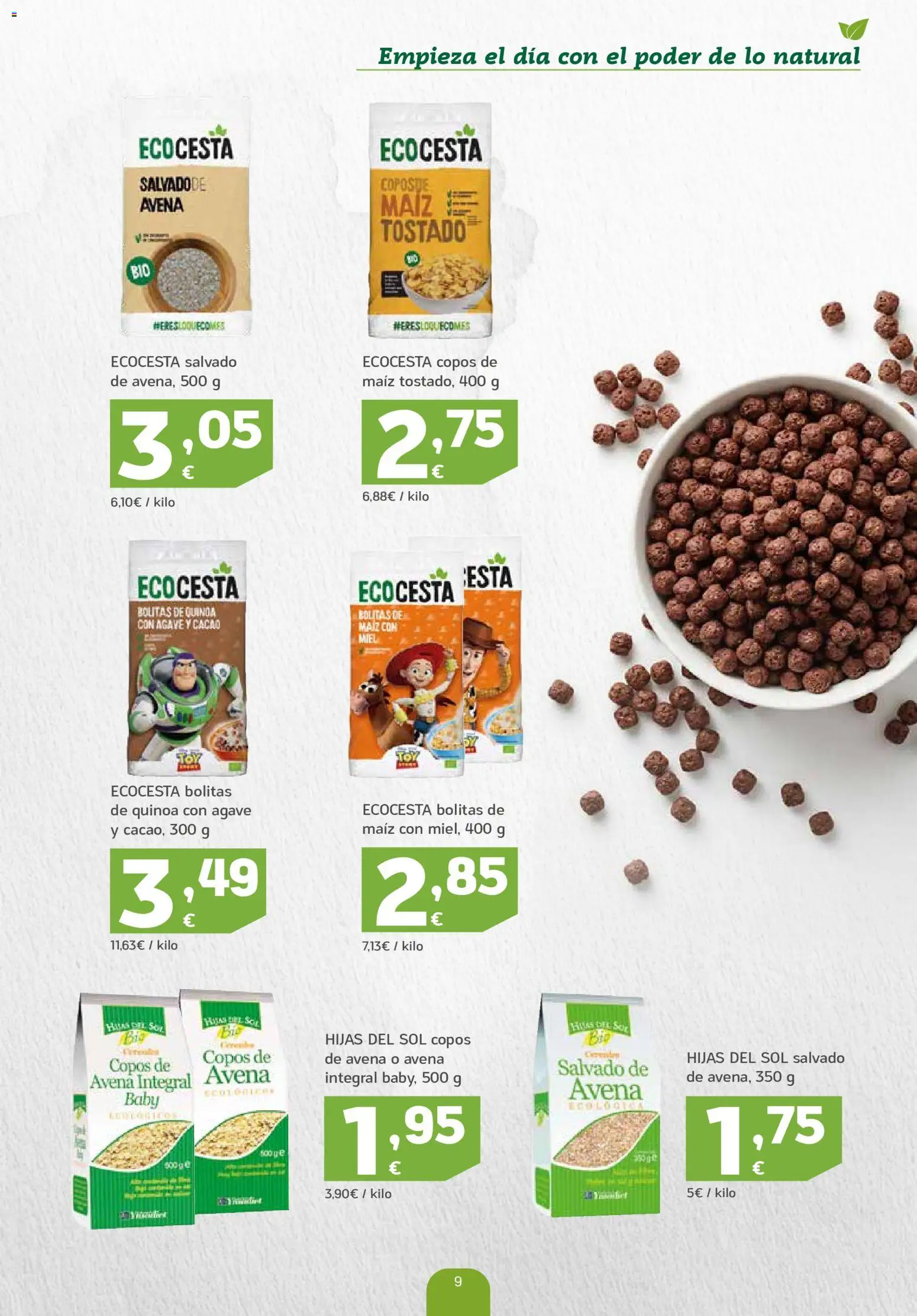 HiperDino Productos Ecológicos │ válido desde el 23/10/2026 | Página: 9 | Productos: Maíz, Miel, Quinoa, Copos