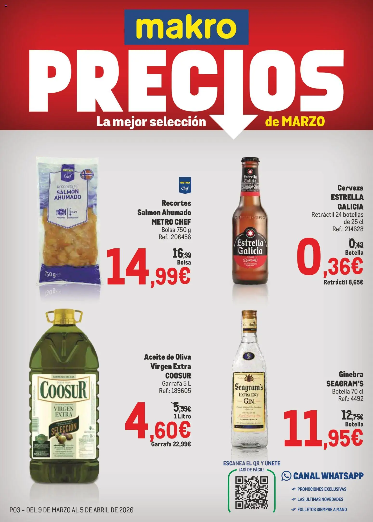 Makro - Precios Norte II │ válido desde el 09.03.2026 | Página: 1 | Productos: Aceite, Aceite de oliva virgen extra, Bolsa, Salmón ahumado