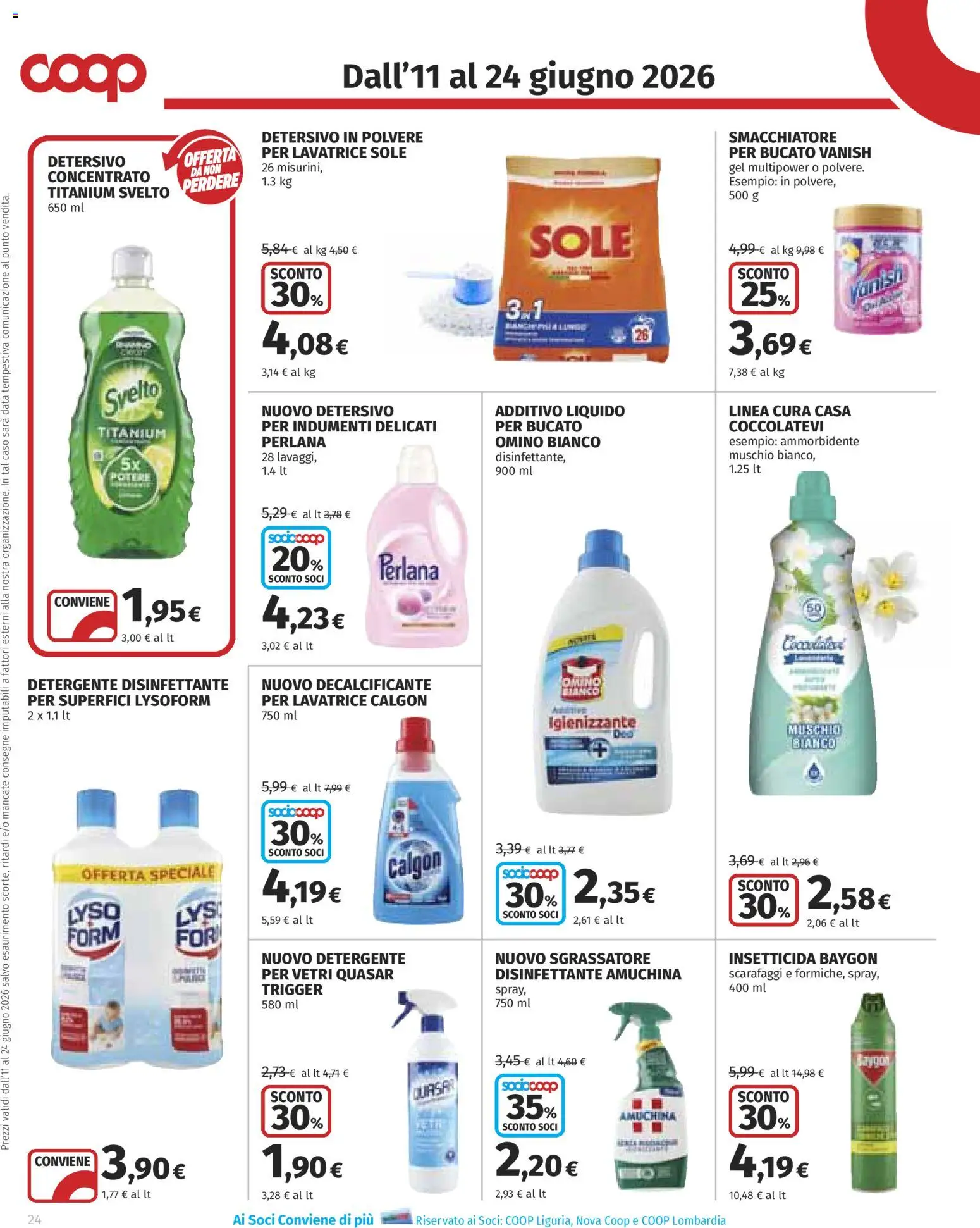 Volantino COOP del 11.06.2026 | Pagina: 24 | Prodotti: Smacchiatore, Detergente, Lavatrice, Data