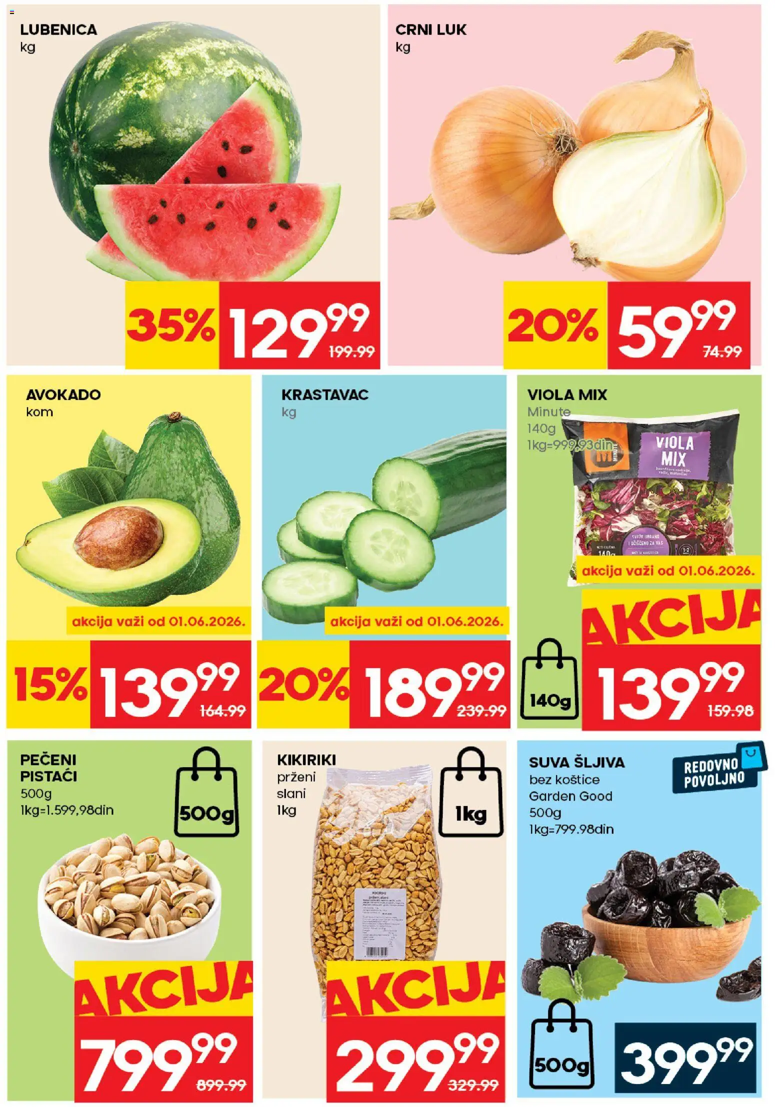 Idea katalog - važi od 28.05.2026 | Strana: 3 | Proizvode: Krastavac, Crni luk, Kikiriki, Šljiva