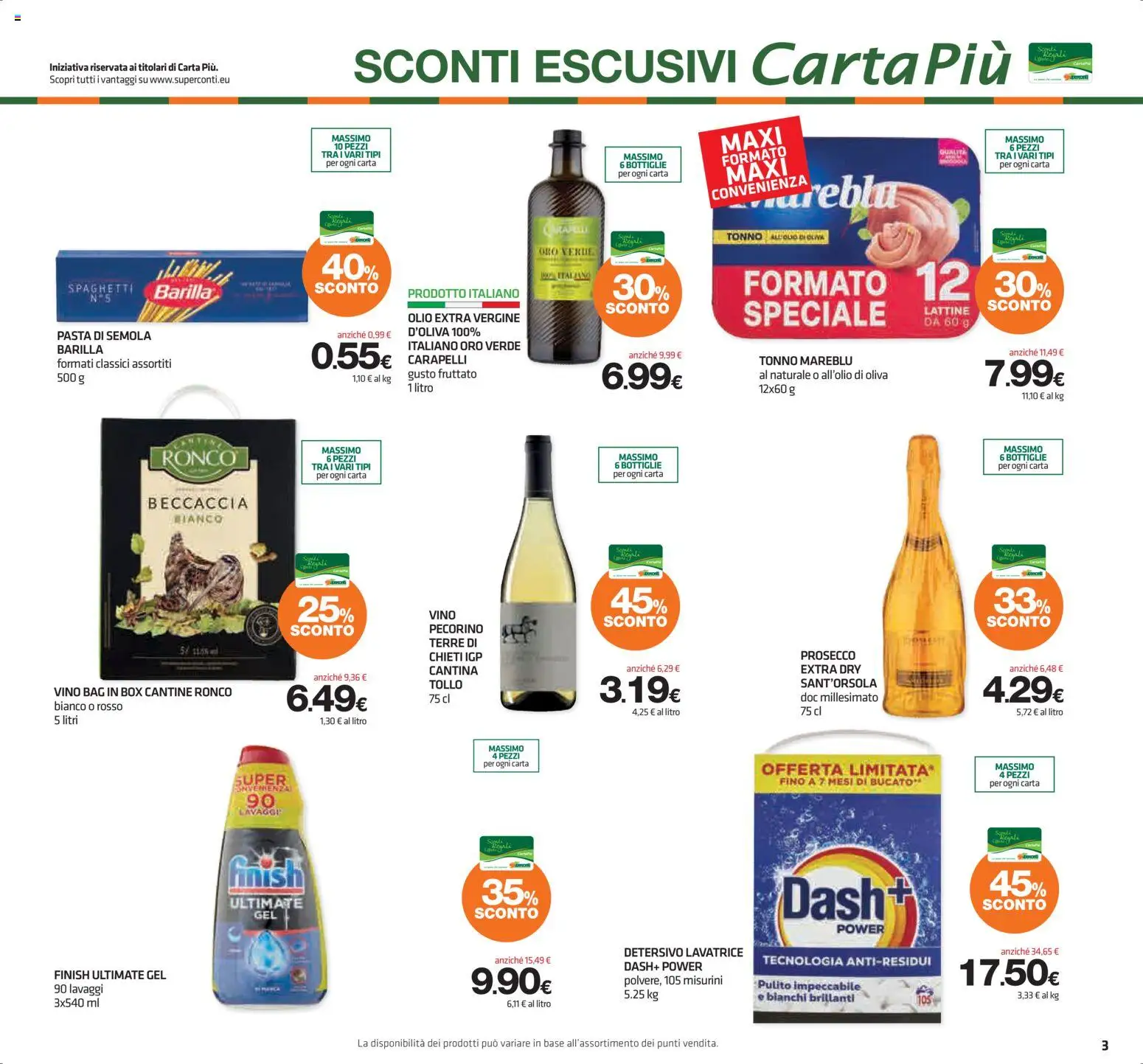 Volantino Superconti del 08/10/2026 | Pagina: 3 | Prodotti: Prosecco, Pasta, Barilla, Lavatrice