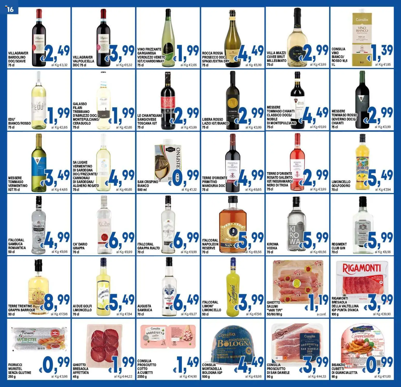 Volantino DEM del 19/10/2026 | Pagina: 16 | Prodotti: Senza glutine, Prosciutto Cotto, Bresaola, Limoncello