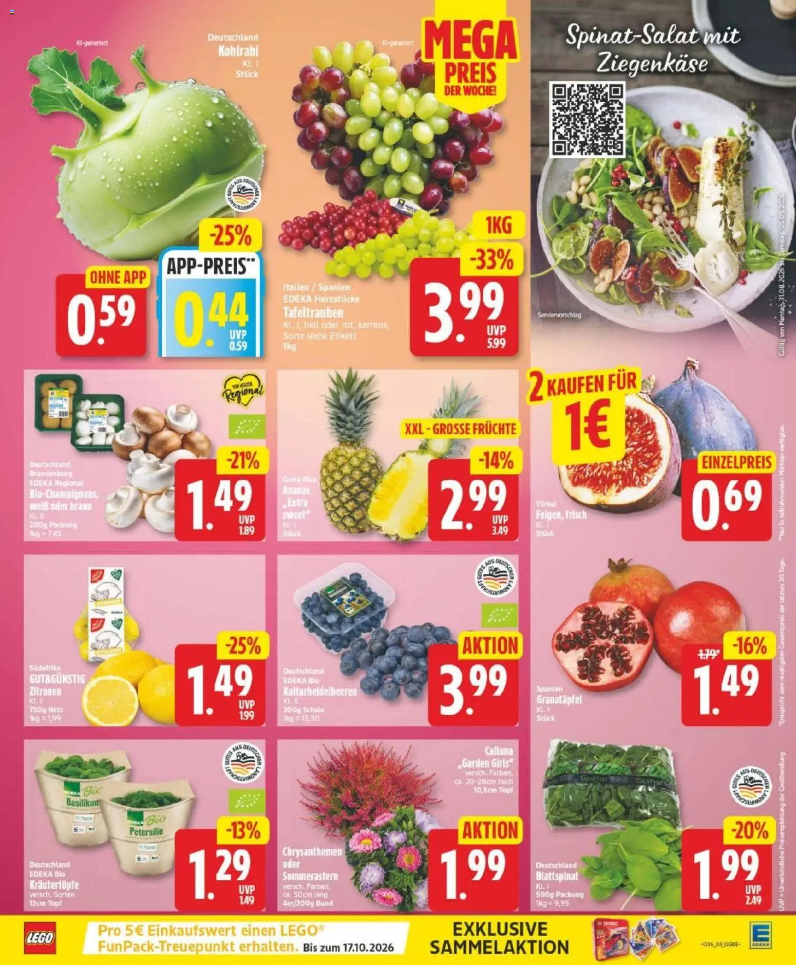 Edeka Prospekt Berlin – gültig ab 31.08.2026 | Seite: 3 | Produkte: Granatapfel, Ziegenkäse, Ananas, Zitronen