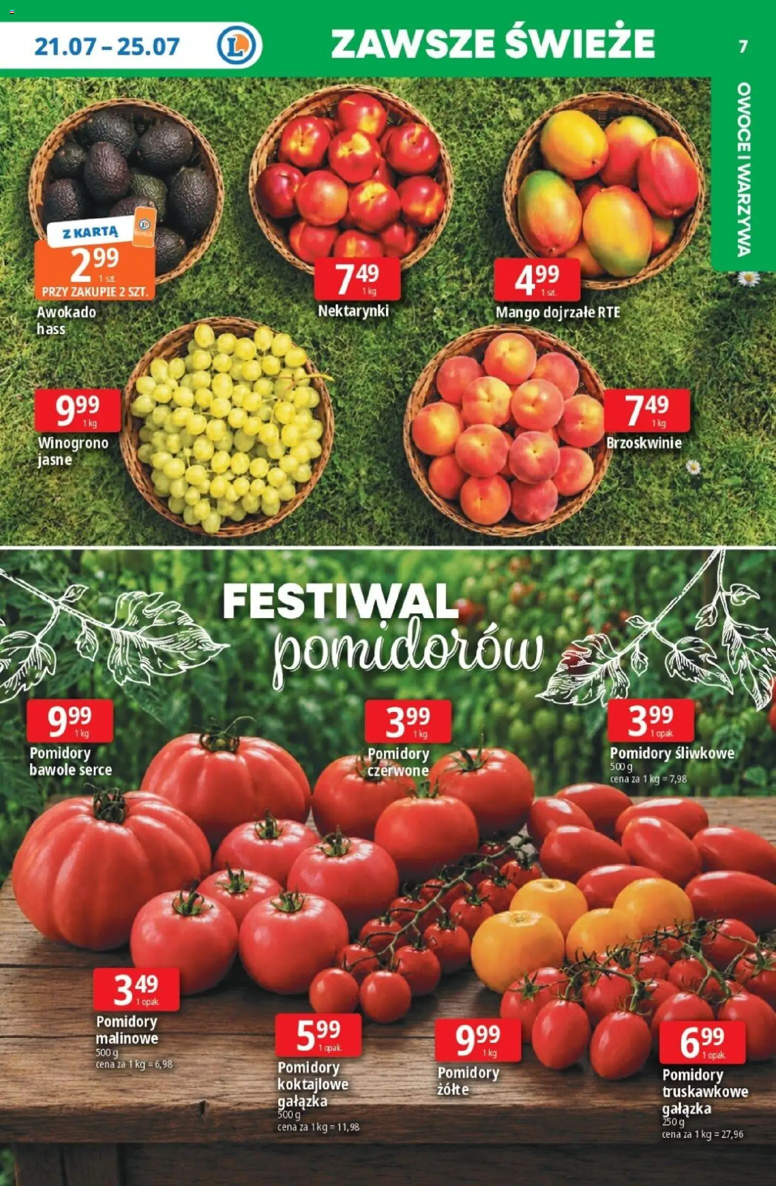 E.Leclerc gazetka od 20.07.2026 | Strona: 6 | Produkty: Mango, Winogrono, Brzoskwinie, Awokado