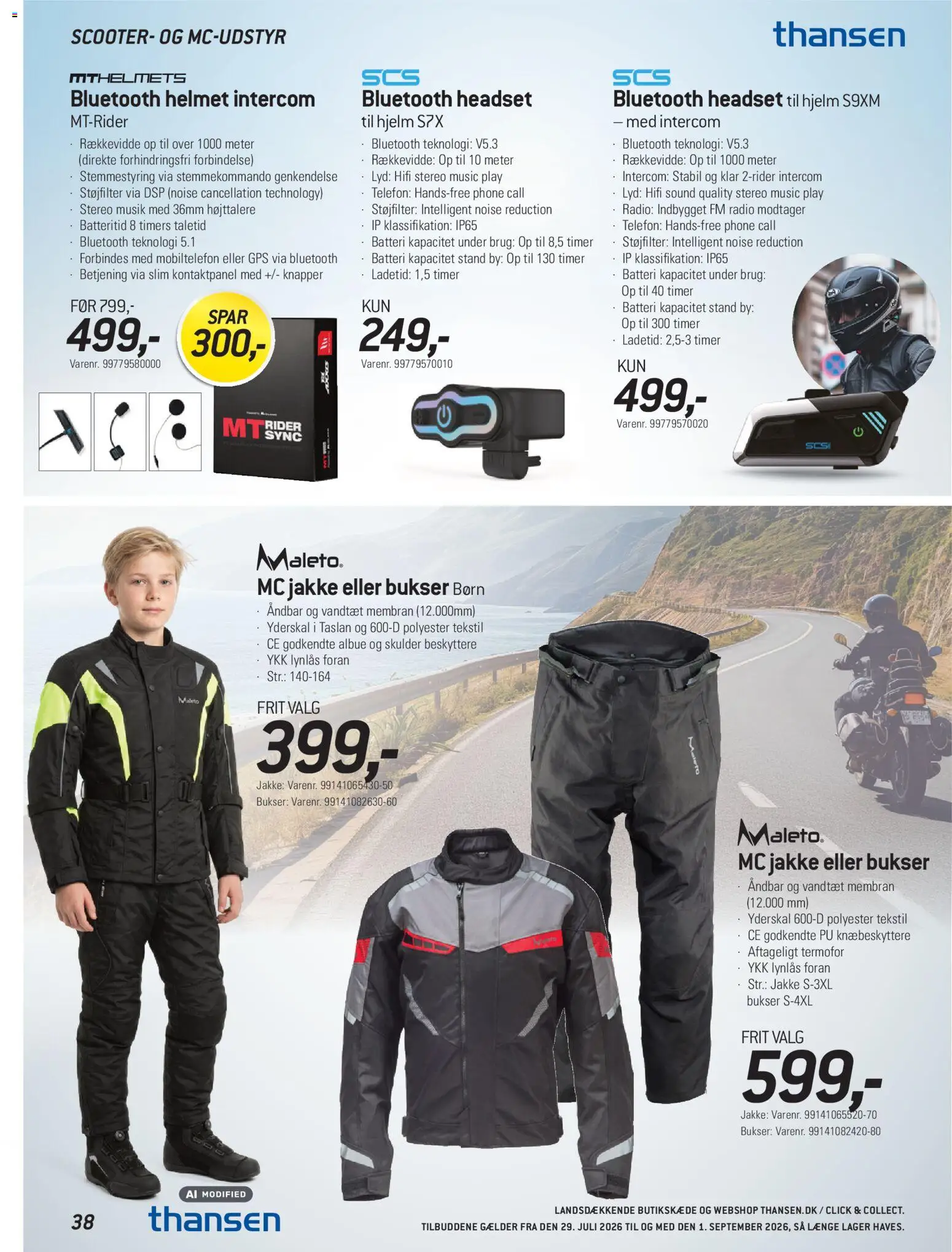 Thansen tilbudsavis – gyldig fra 29/07/2026 | Side: 38 | Produkter: Bluetooth Headset, Bukser, GPS, Lyd