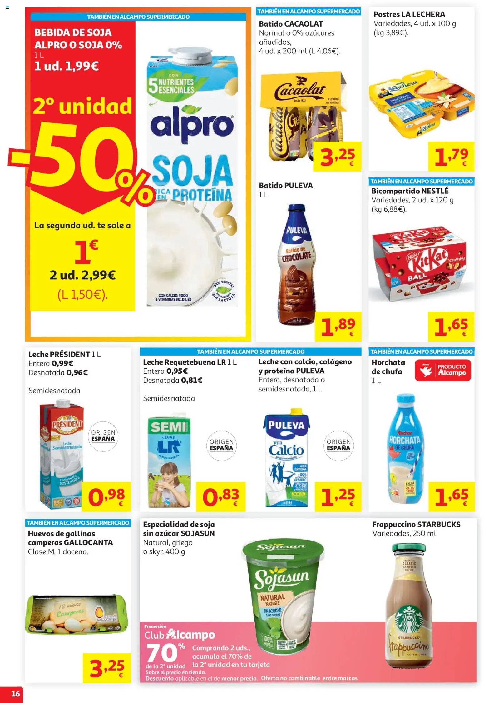 Alcampo HG Unico Mad │ válido desde el 19.05.2026 | Página: 18 | Productos: Leche, Huevos, Chocolate, Té