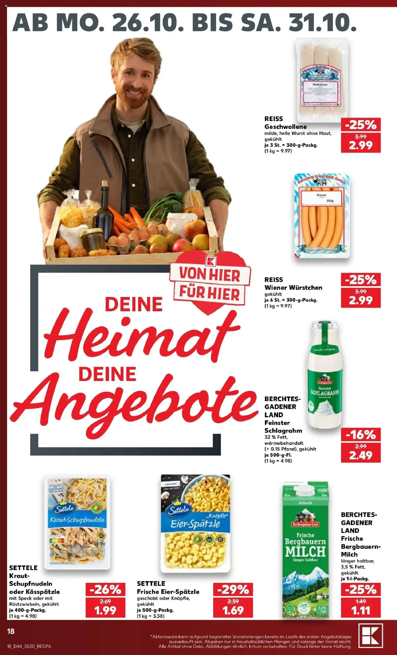 Prospekt Kaufland ab 26.10.2026 » Angebote Online zum Blättern | Seite: 22 | Produkte: Wiener wurstchen, Milch, Wurst, Kraut