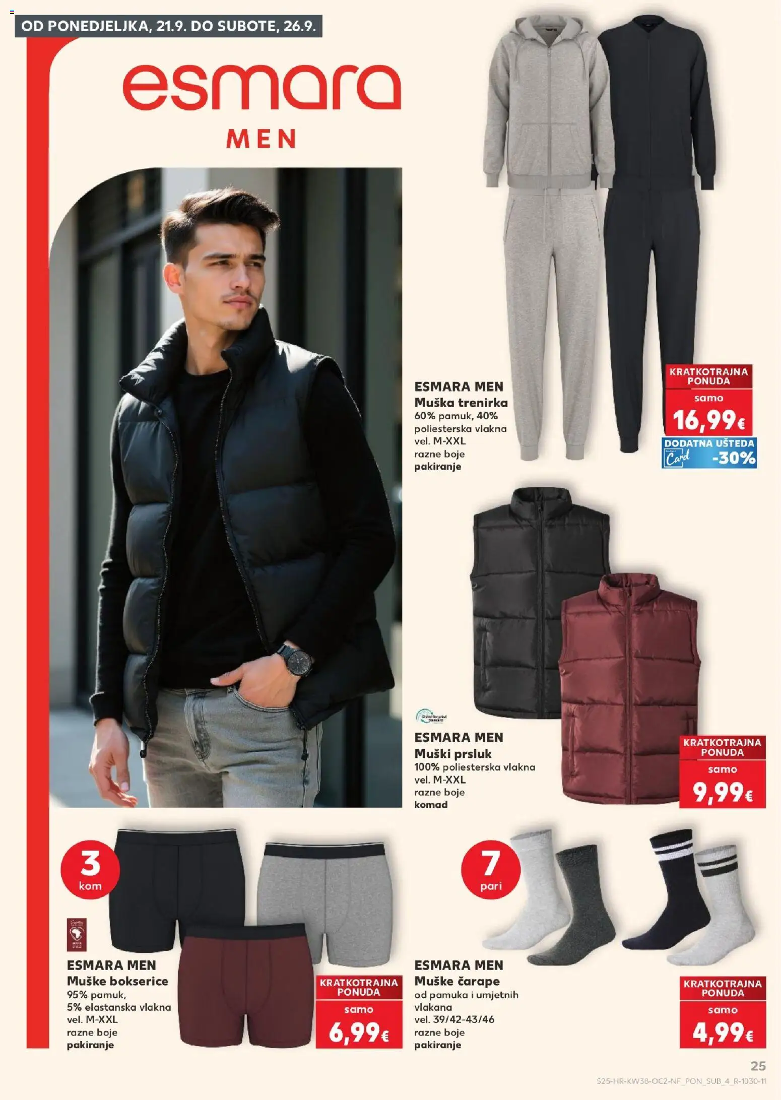 Kaufland katalog | vrijedi od 16.09.2026 | Stranica: 25 | Proizvodi: Muške bokserice, Prsluk, Čarape, Trenirka