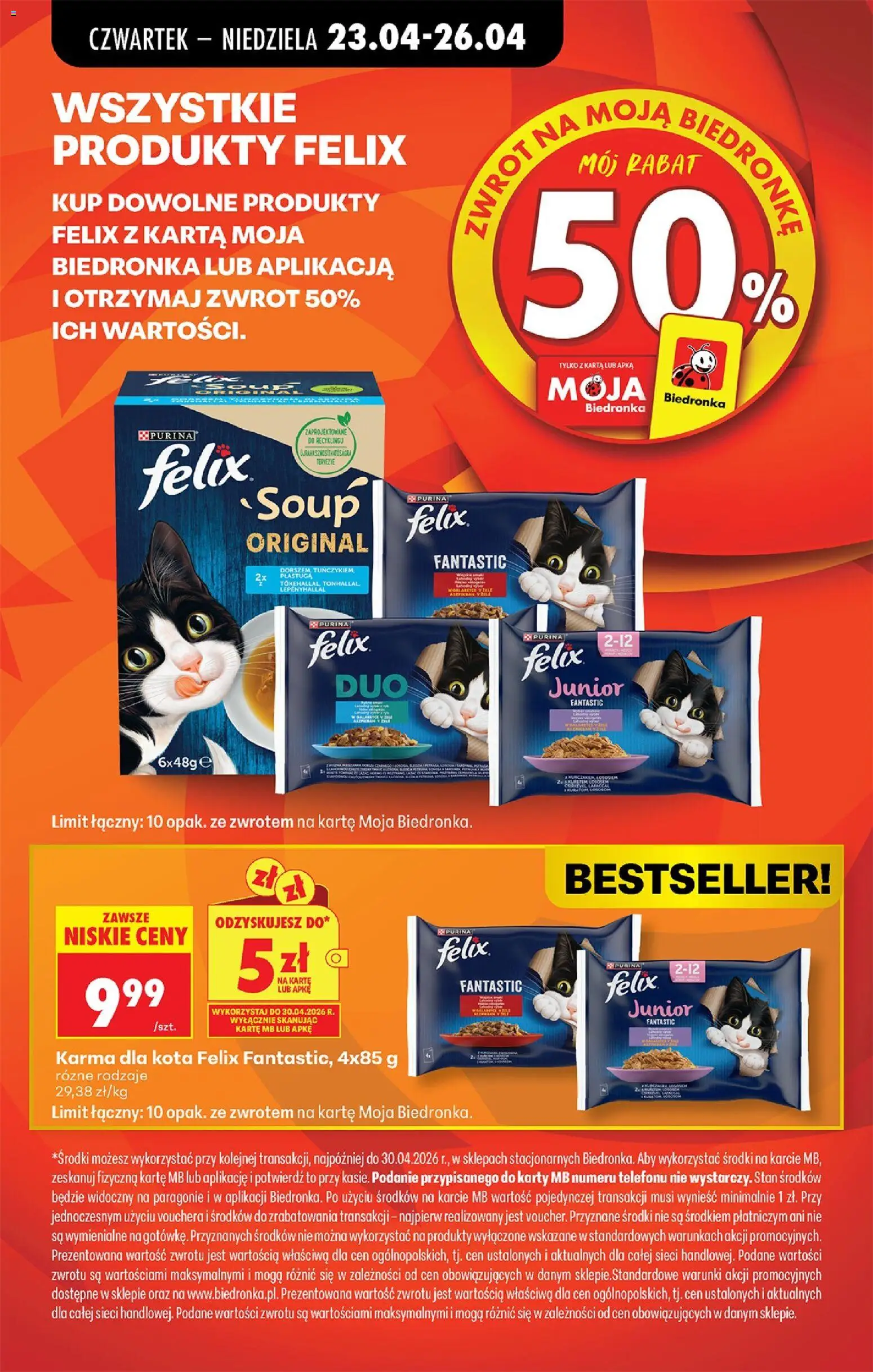 Biedronka gazetka od czwartku od 23.04.2026 | Strona: 15 | Produkty: Karta, Karma dla kota