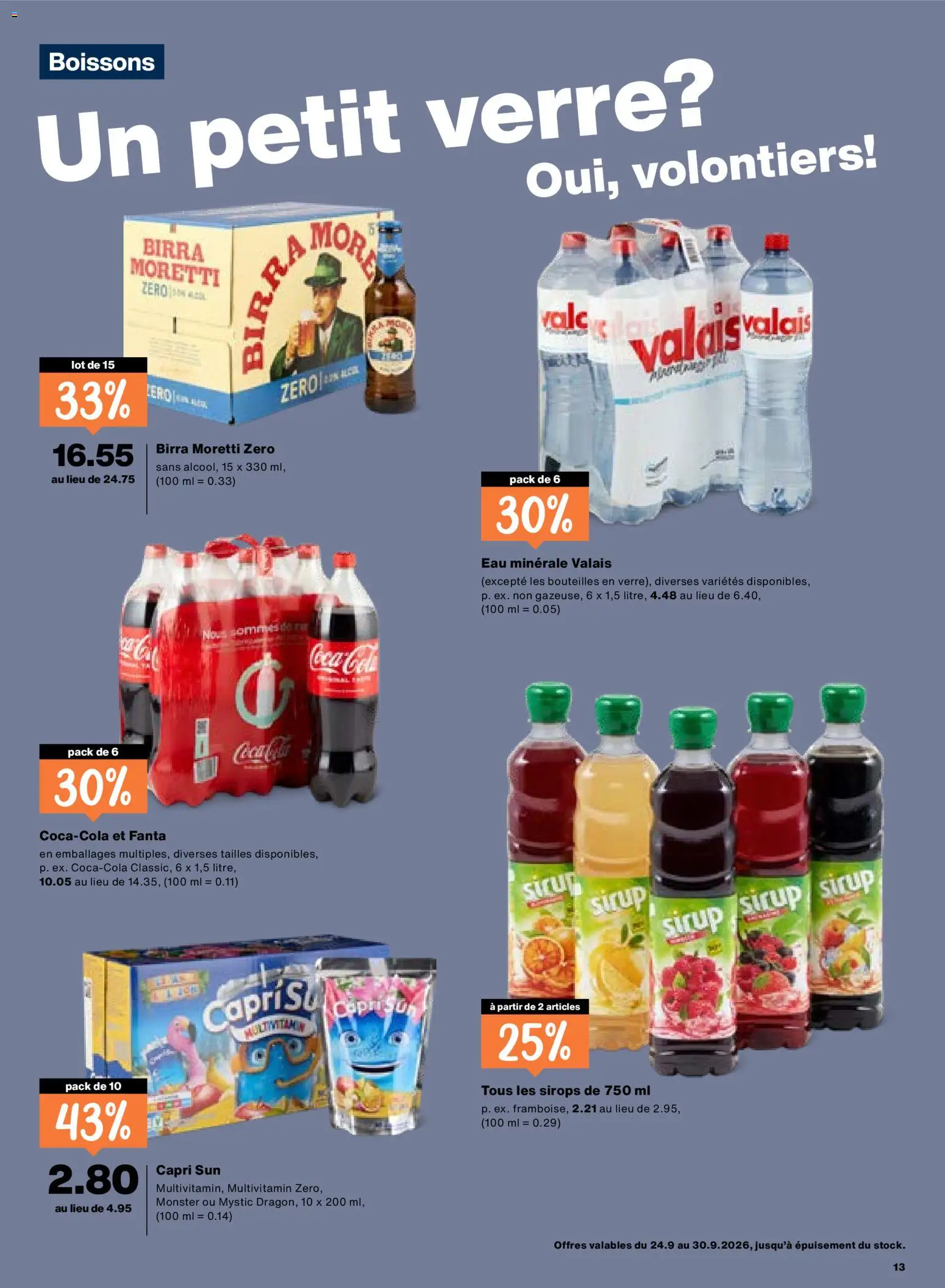 Migros aktionen FR – gültig ab 24.09.2026 | Seite: 13 | Produkte: Coca Cola, Fanta, Sirup