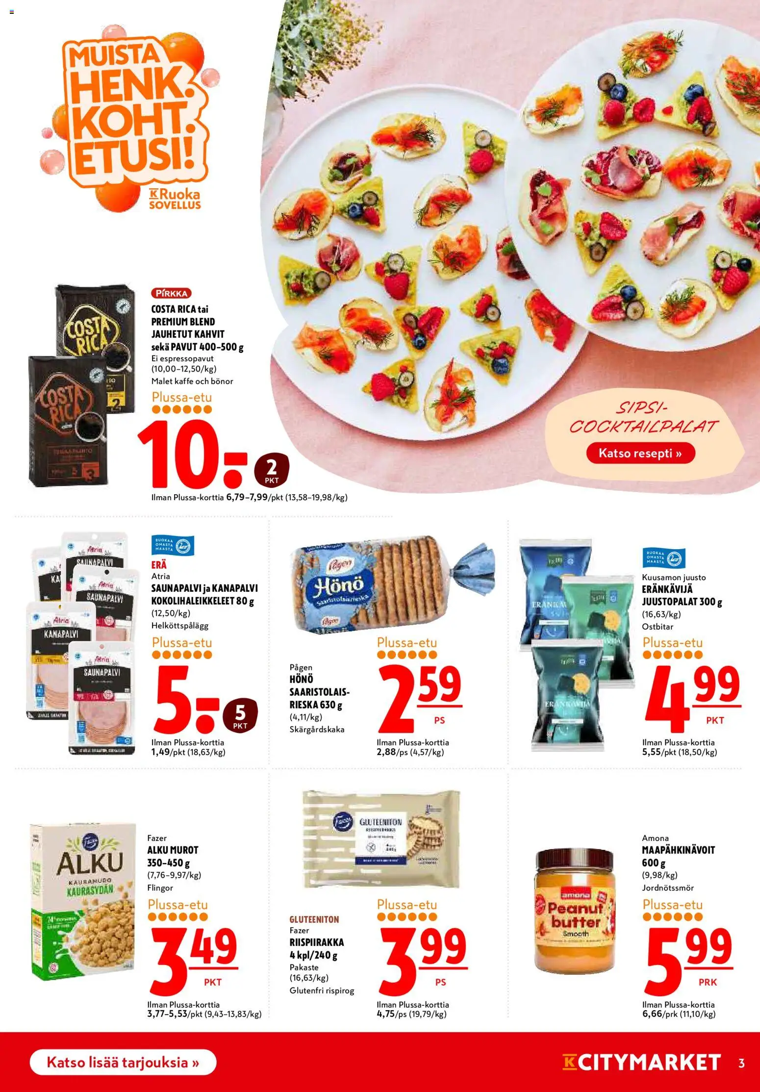 K-Citymarket tarjoukset – voimassa 25.05.2026 alkaen | Sivu: 3 | Tuotteet: Pavut, Juusto, Murot