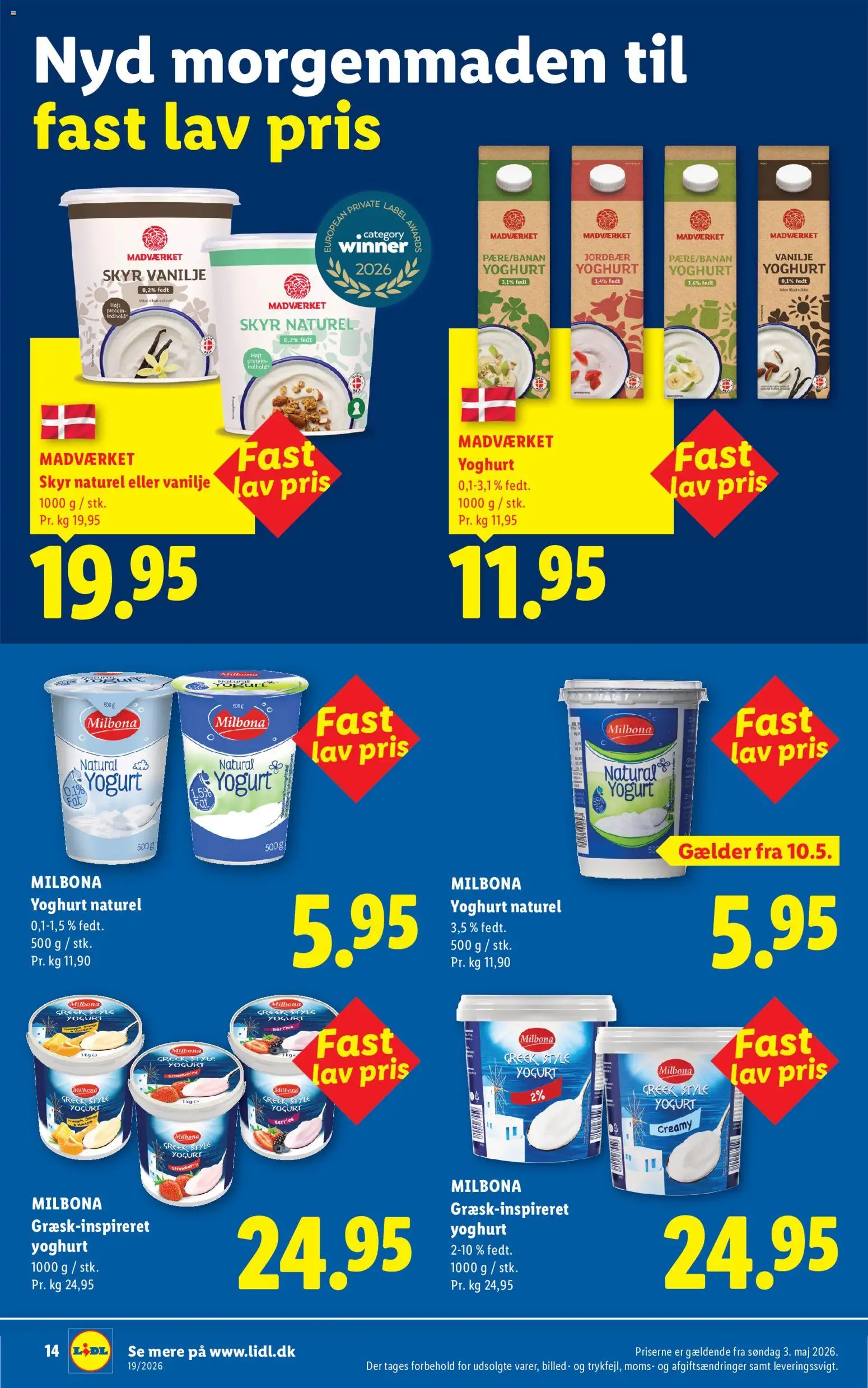 Lidl tilbudsavis – gyldig fra 03/05/2026 | Side: 14 | Produkter: Yoghurt, Skyr, Jordbær, Vanilje