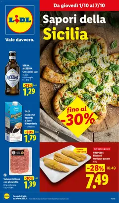 Anteprima del volantino BIRRA MESSINA Cristalli di sale, 5% Vol. 0,5 l bottiglia 1 l = 2,58 € valido a partire dal 01/10/2026 | Pagina: 1