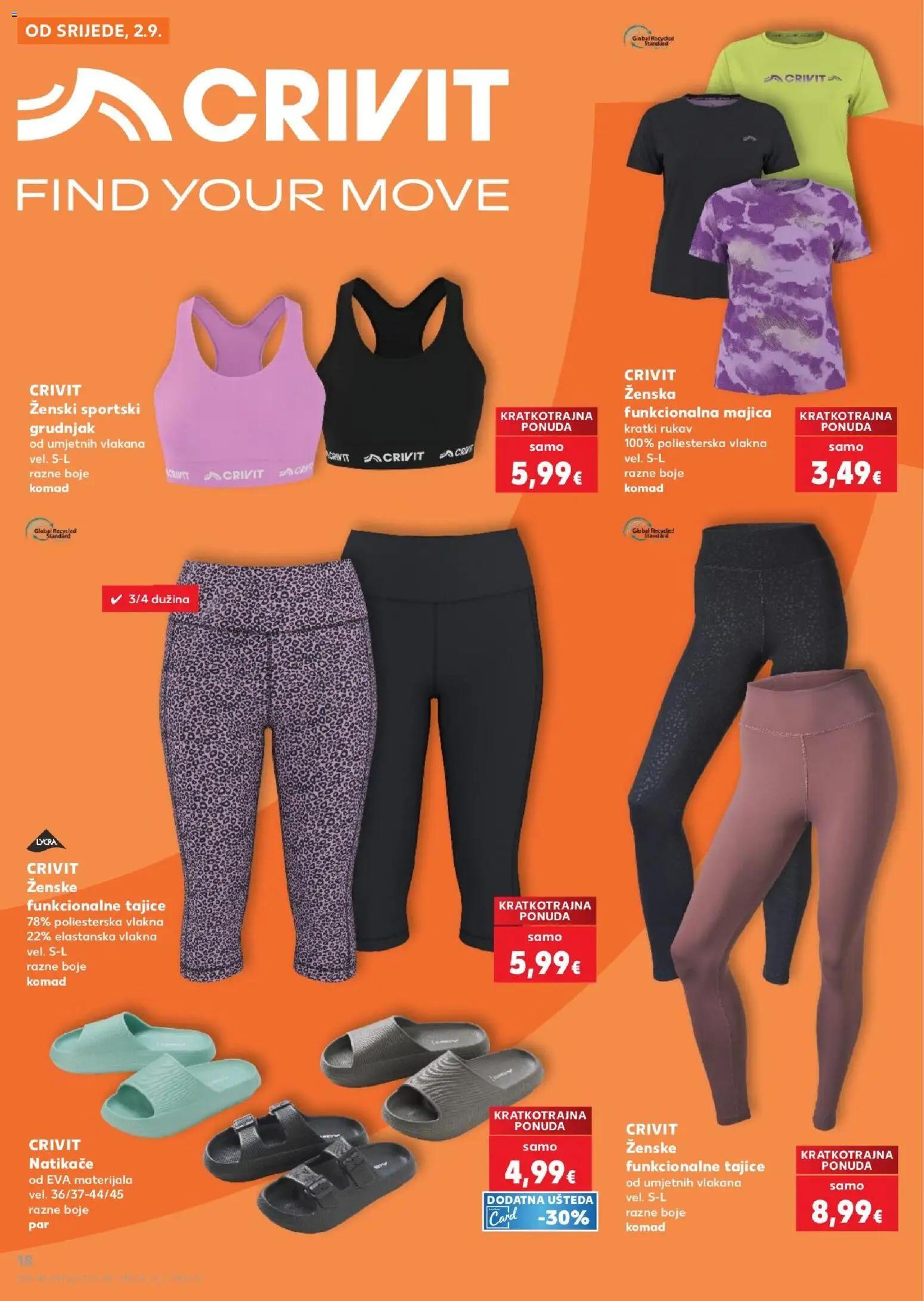 Kaufland katalog | vrijedi od 02.09.2026 | Stranica: 18 | Proizvodi: Natikače, Majica, Grudnjak, Tajice