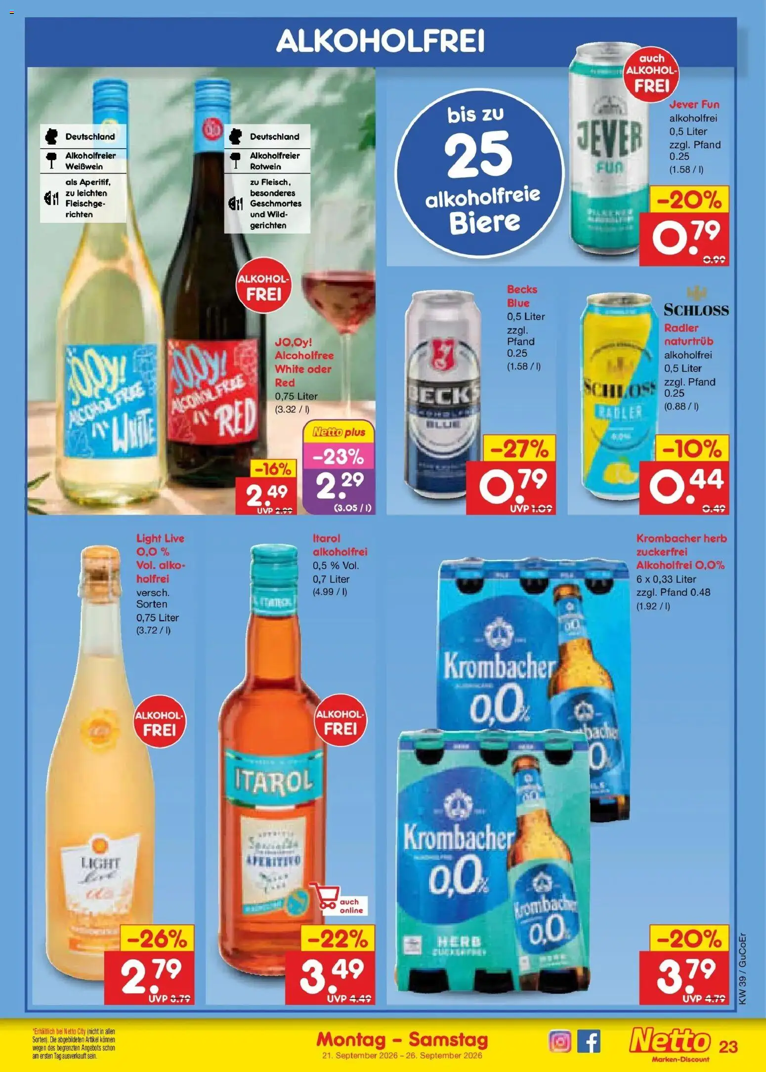 Netto Marken-Discount Prospekt Naumburg – gültig ab 21.09.2026 | Seite: 31 | Produkte: Weißwein, Rotwein, Radler, Alkohol