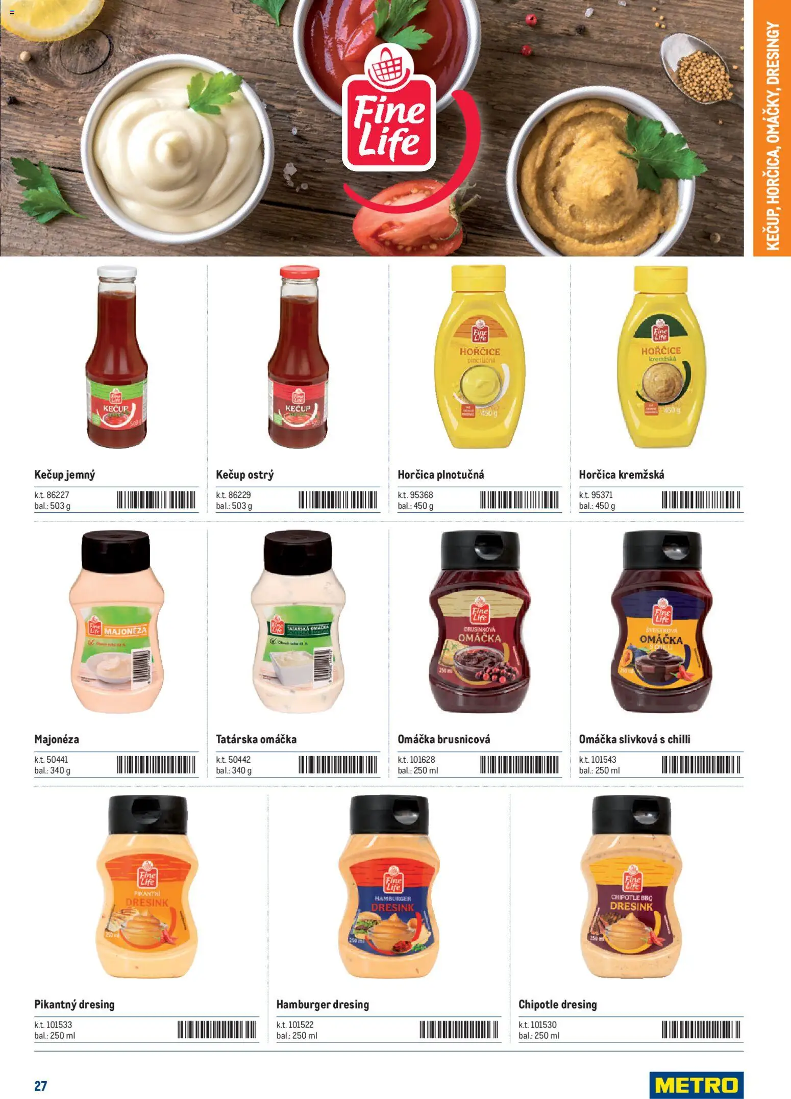 Nové Metro akcie – leták je platný od 05.12.2025 | Strana: 27 | Produkty: Chilli, Kečup, Tatárska omáčka, Omáčka