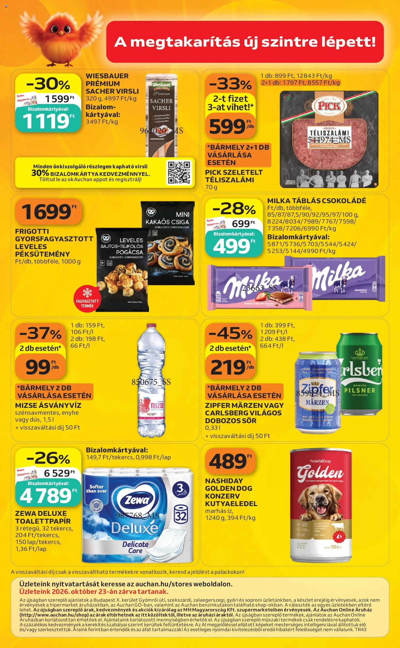 Auchan akciós ujság - amely érvényes a következő dátumtól: 2026.10.22. | Oldal: 16 | Termékek: Soproni, Lé, Sör, Péksütemény